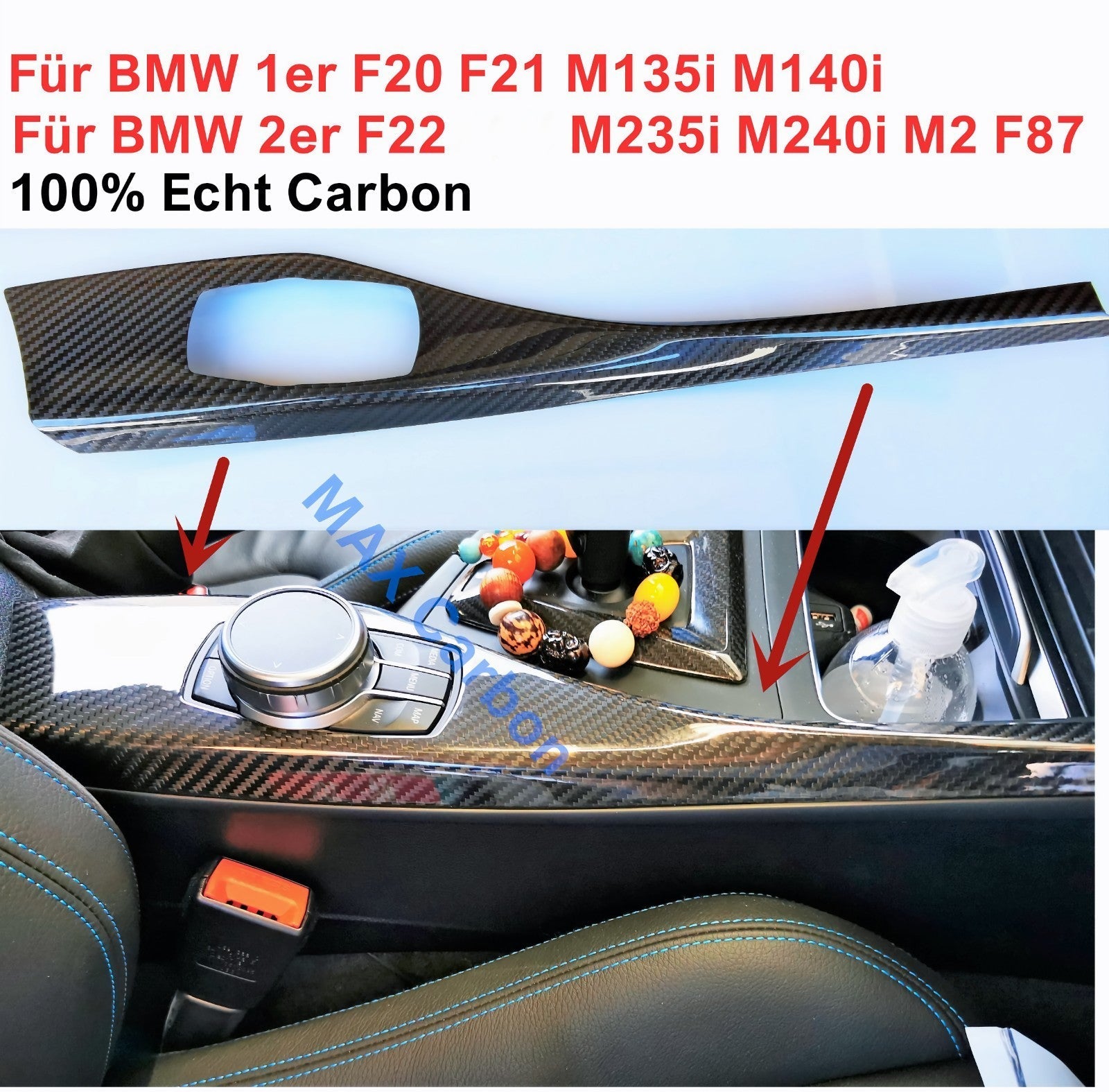 Dry Carbon DEKORLEISTEN Mittelkonsole für BMW F20 F21 F22 M2 M2C F87