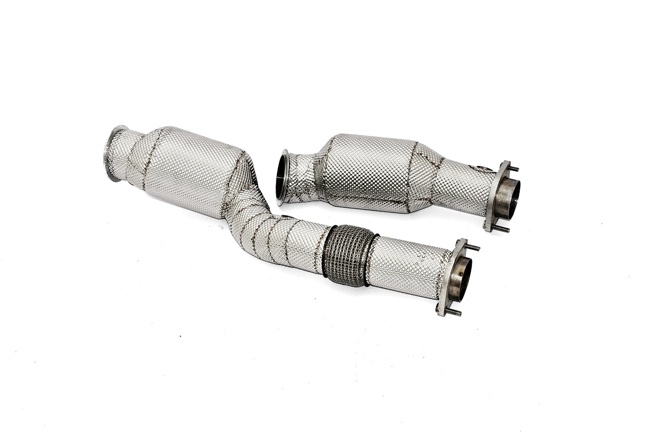 Aulitzky ECE Downpipe mit Sport-Kat für BMW X3M F97 ab 2020, Edelstahl, sportliches Design, sichtbarer Auspuffanschluss