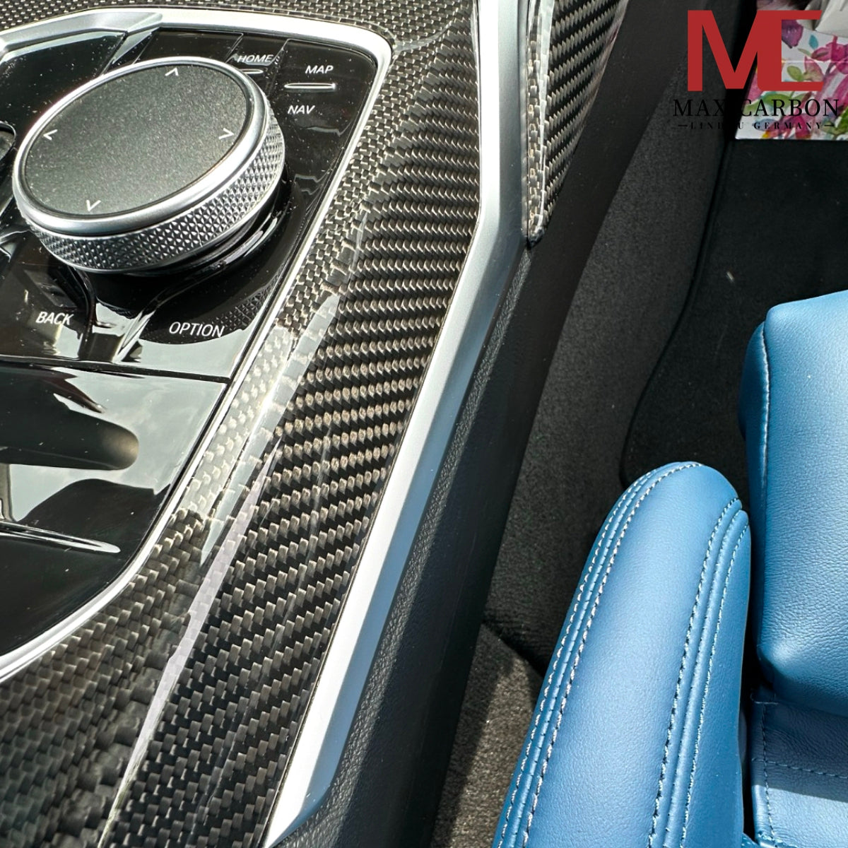 Dry-Carbon Mittelkonsolen Blende Ganghebel passend für BMW G20 / G21 / G22 / G23 / G26 / G42 / G80 / G81 / G82 / G83 / G87 – Interior Carbon-Upgrade