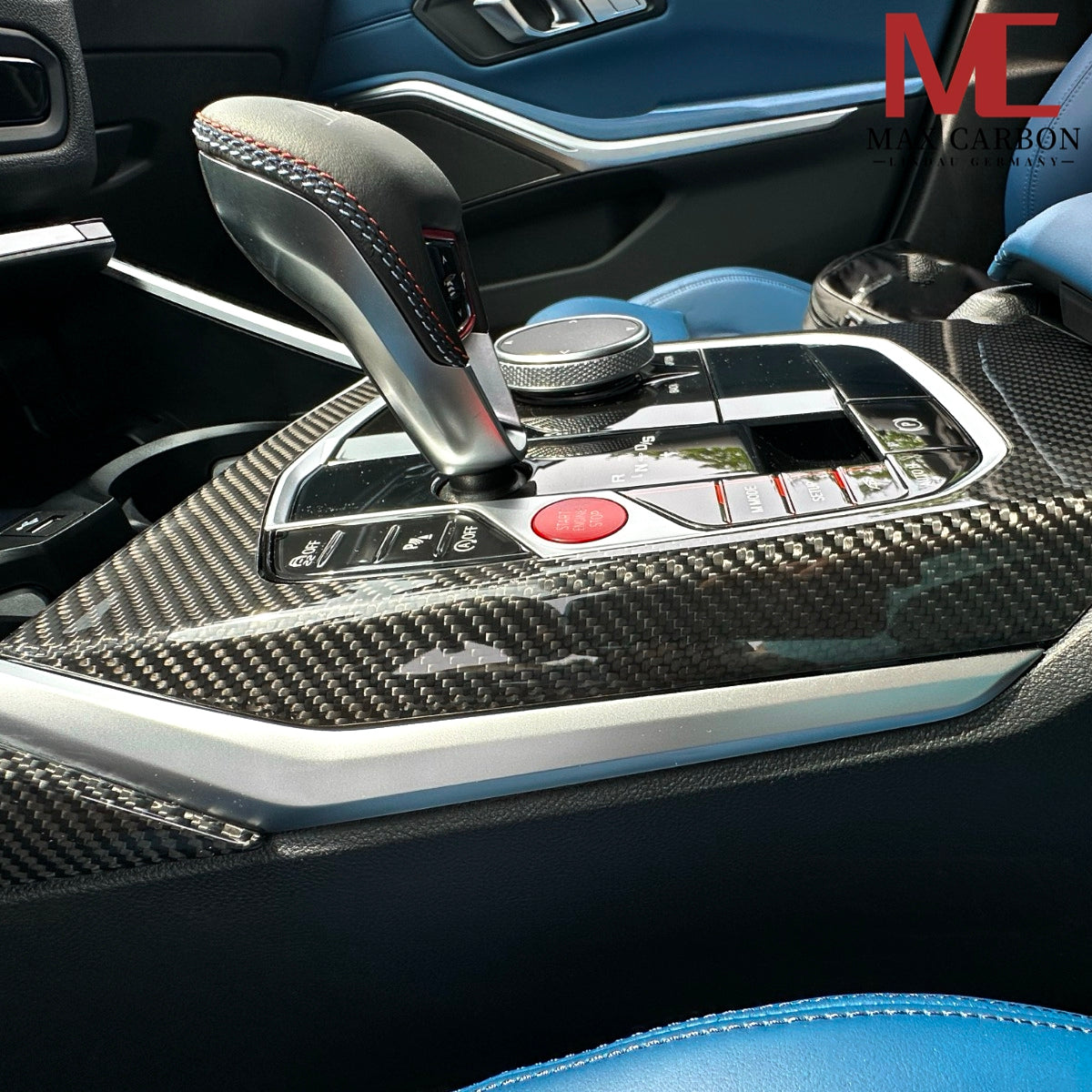 Dry-Carbon Mittelkonsolen Blende Ganghebel passend für BMW G20 / G21 / G22 / G23 / G26 / G42 / G80 / G81 / G82 / G83 / G87 – Interior Carbon-Upgrade