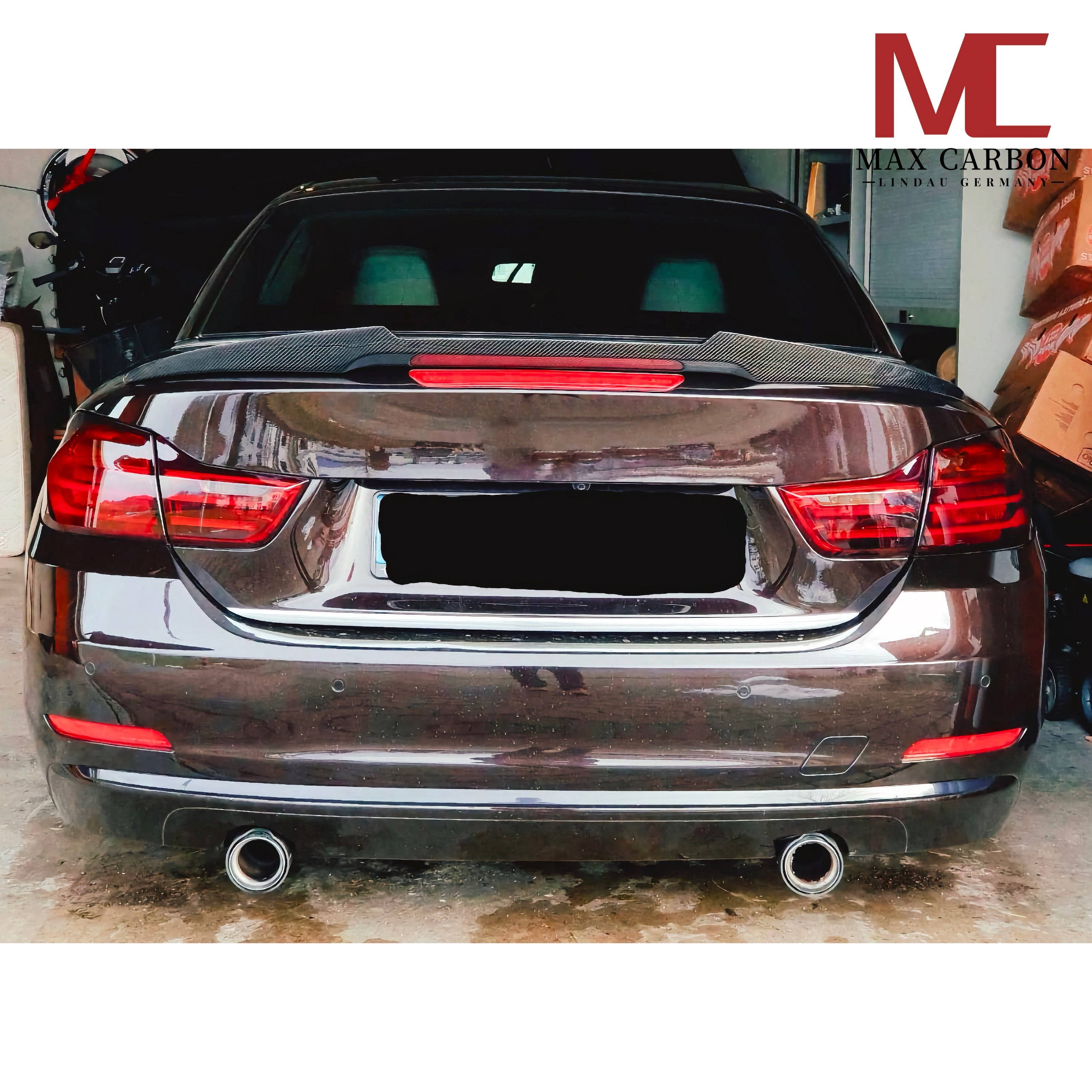 Dry-Carbon Ducktail-Heckspoiler passend für BMW M4 F83 und 4er F33 – Abrisskante in Sichtcarbon