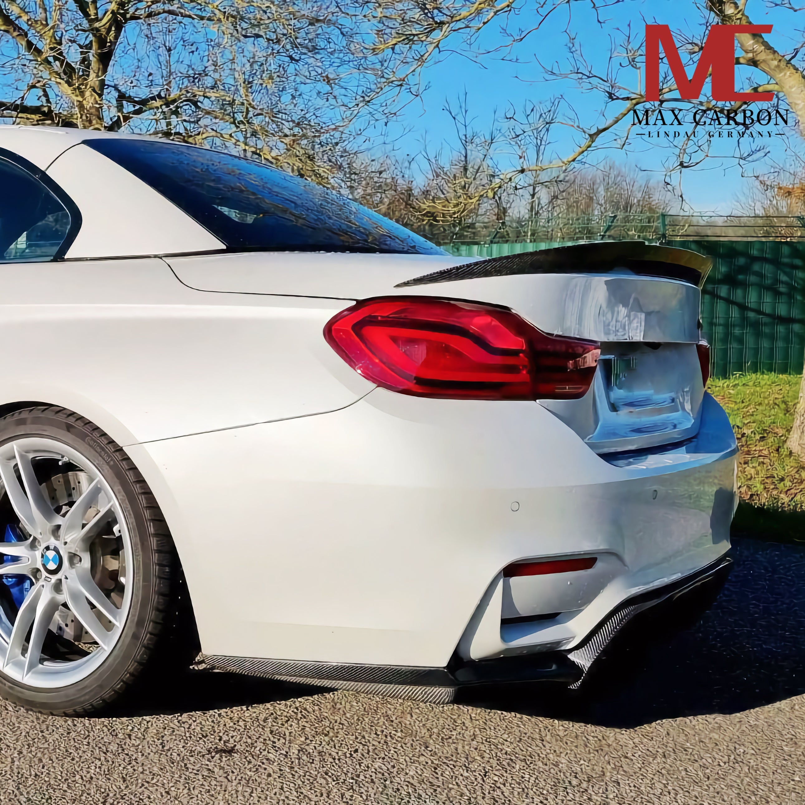 Dry-Carbon Ducktail-Heckspoiler passend für BMW M4 F83 und 4er F33 – Abrisskante in Sichtcarbon