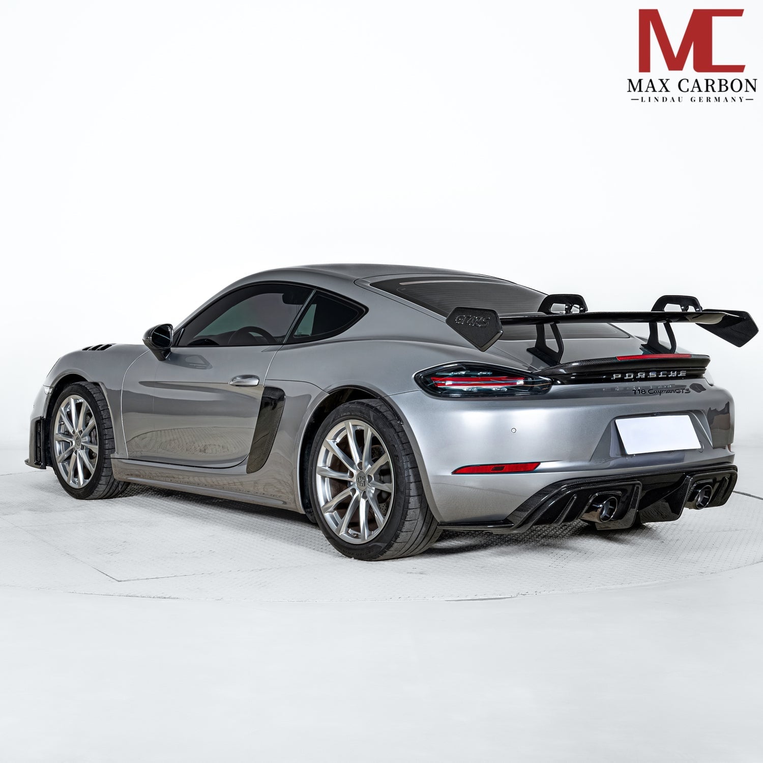Dry-Carbon Heckdiffusor RS-Style mit Winglet-Flaps passend für Porsche Cayman & Boxster 718/982 – Heck-System