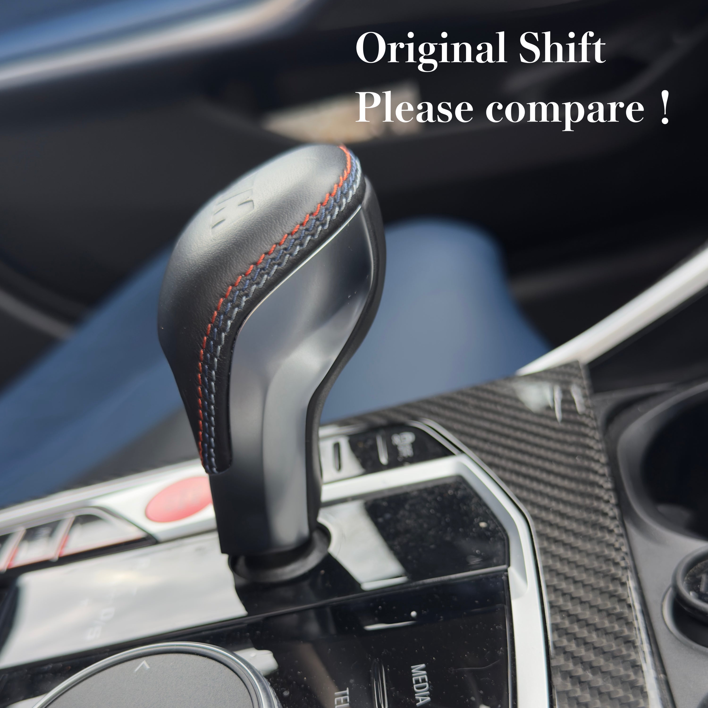 Dry-Carbon Schaltknauf Blenden passend für BMW M2 G87 / M3 G80 / G81 / M4 G82 / G83 / M8 F91 / F92 / F93 / X3M F97 / X4M F98 – Cockpit-Detail