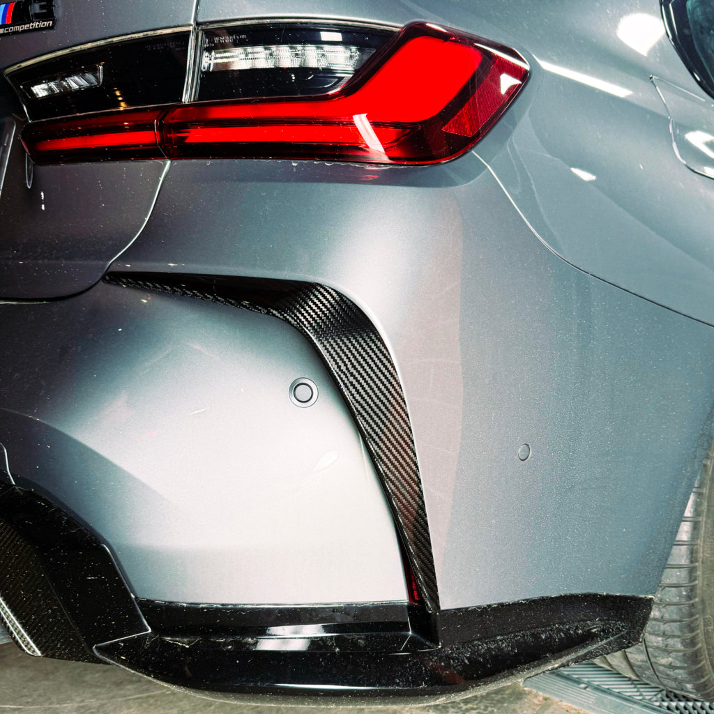 Dry Carbon Heckansatz Front AERO FLICK L Form für BMW M3 G80 G81 M4 G82 G83