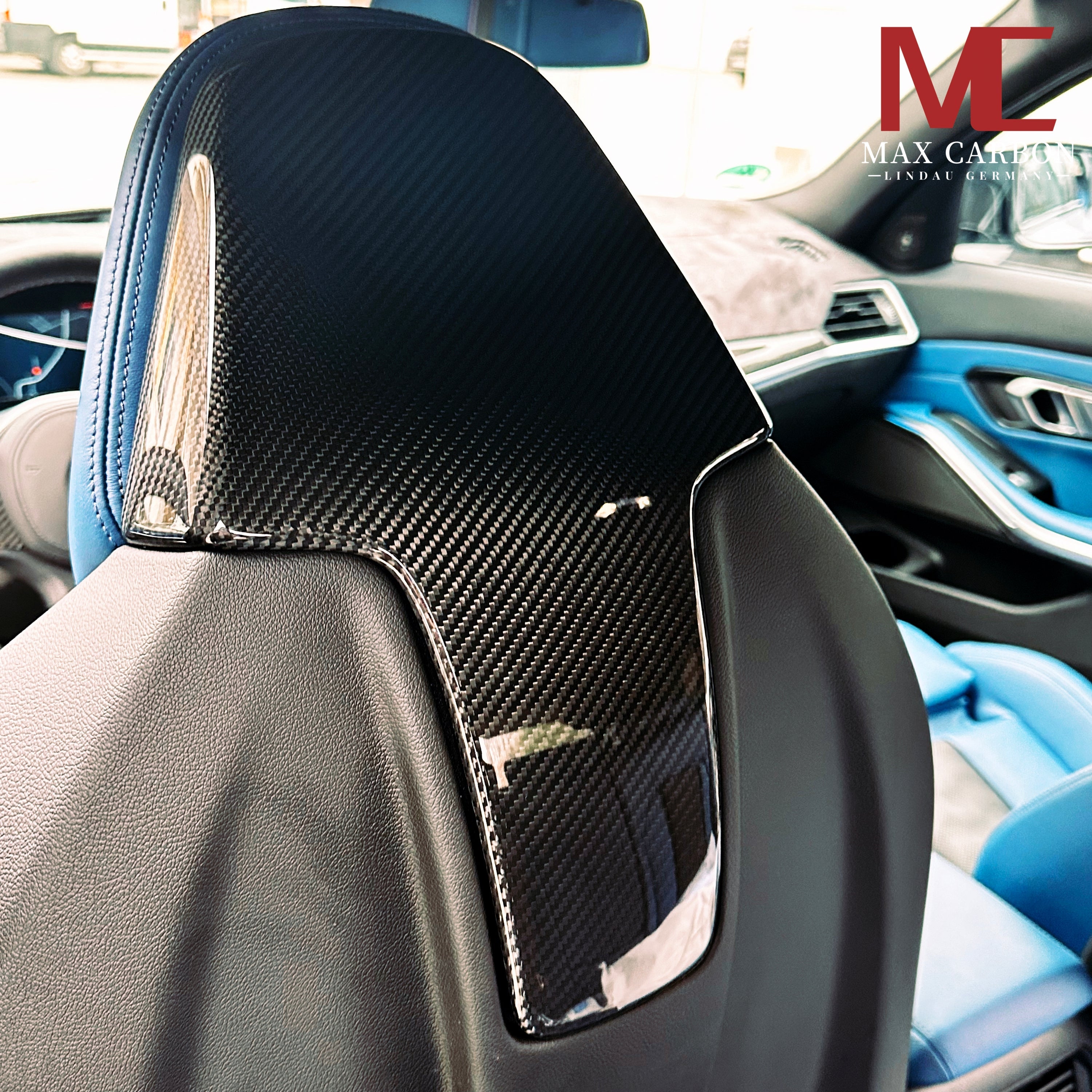 Dry Carbon Kopfstützen Cover für BMW M2 G87 / M3 G80 G81 / M4 G82 G83 / X3M F97 / X4M F98 / M8 F91 F92 F93