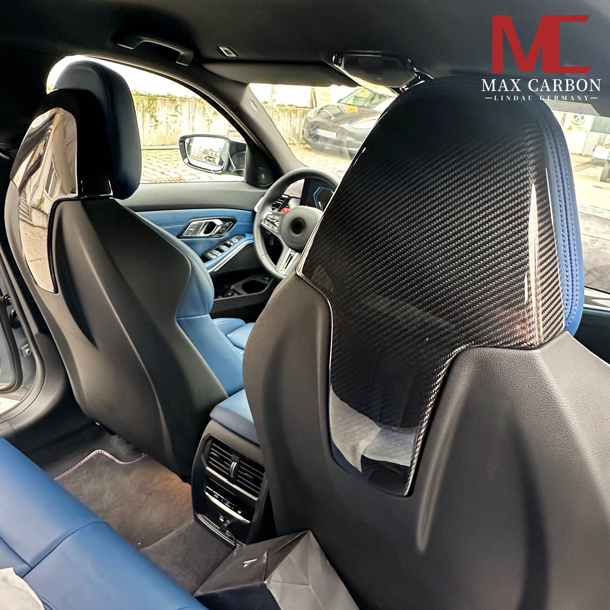 Dry Carbon Kopfstützen Cover für BMW M2 G87 / M3 G80 G81 / M4 G82 G83 / X3M F97 / X4M F98 / M8 F91 F92 F93