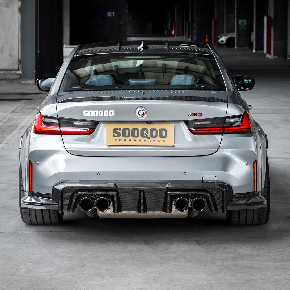 Dry-Carbon Heckdiffusor Heck Winglet SQ-B Style passend für BMW M3 G80 G81 / M4 G82 G83 inkl. LCI – Aggressive Heck-Performance