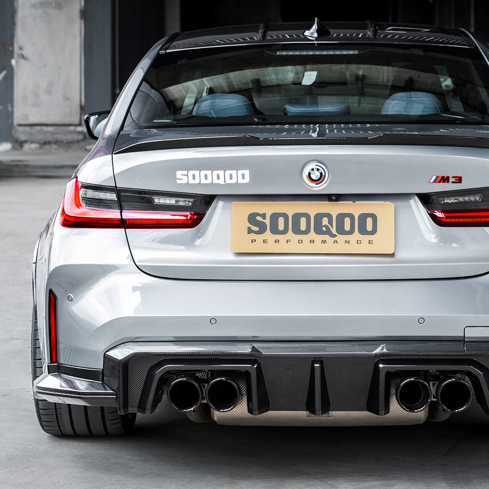 Dry-Carbon Heckdiffusor Heck Winglet SQ-B Style passend für BMW M3 G80 G81 / M4 G82 G83 inkl. LCI – Aggressive Heck-Performance