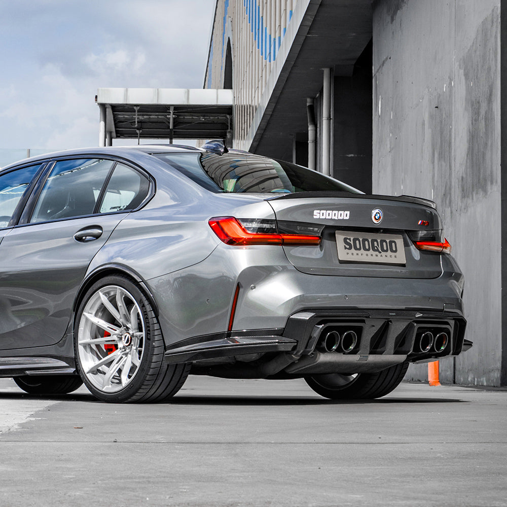 Dry-Carbon Heckdiffusor Heck Winglet SQ-B Style passend für BMW M3 G80 G81 / M4 G82 G83 inkl. LCI – Aggressive Heck-Performance