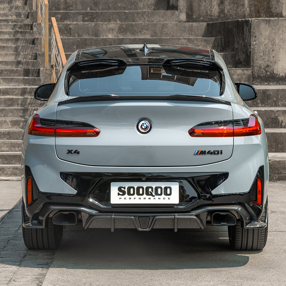 Carbon Heckdiffusor im SQ-Style passend für BMW X4 G02 inkl. LCI, Echtcarbon - Getsdowned
