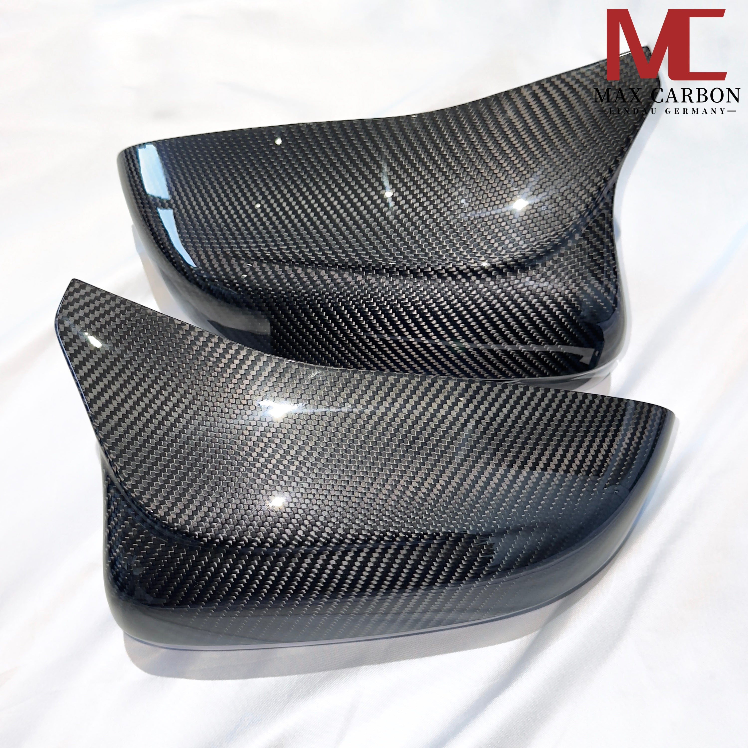 Dry-Carbon Spiegelkappen passend für BMW M5 F90 / M8 F91-F93 / M850i LCI / M550i G30 G31 + LCI – Carbon Mirror Caps