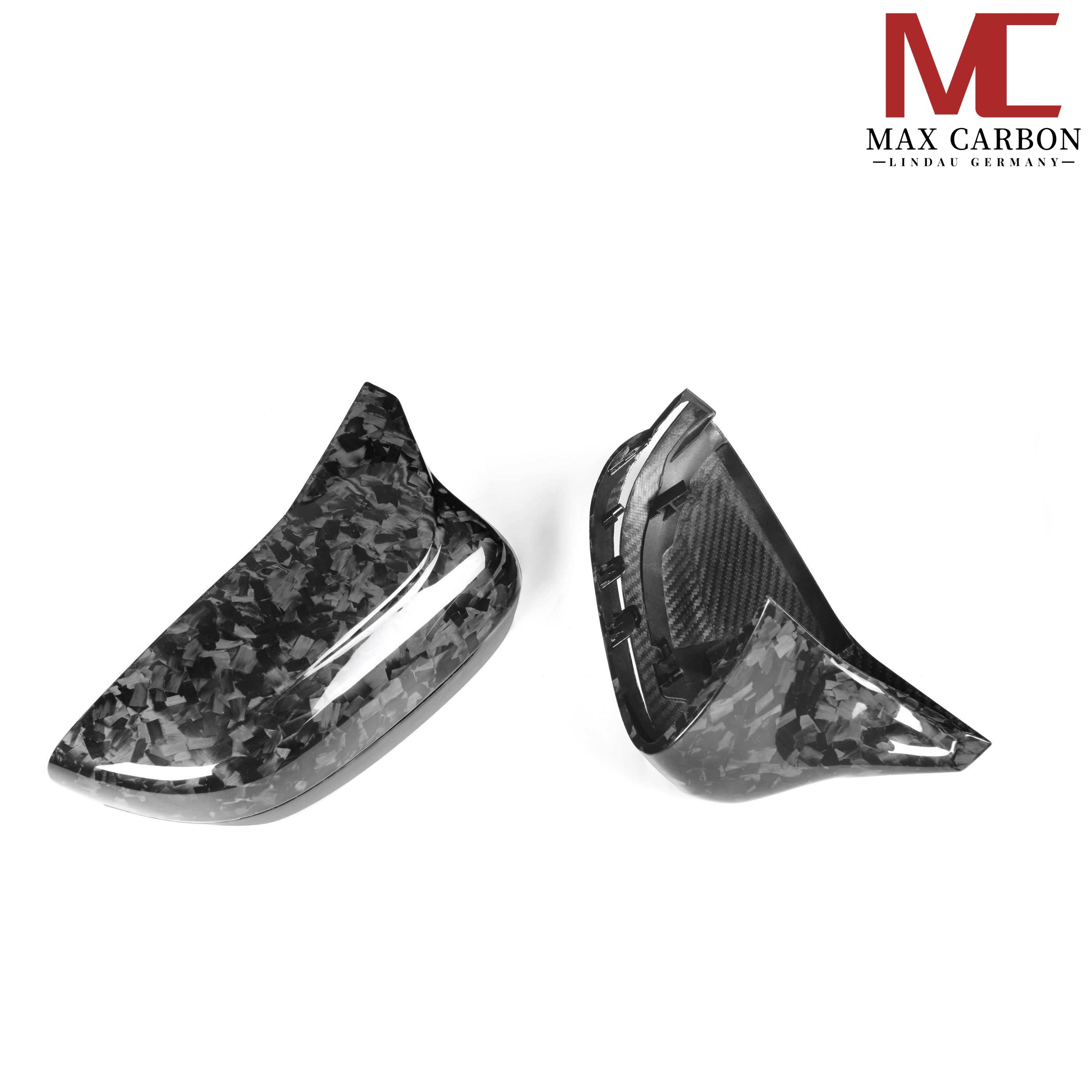 Dry-Carbon Forged Spiegelkappen passend für BMW M5 F90 / M8 F91-F93 / M850i LCI / M550i G30 G31 + LCI – Forged Carbon Mirror Caps