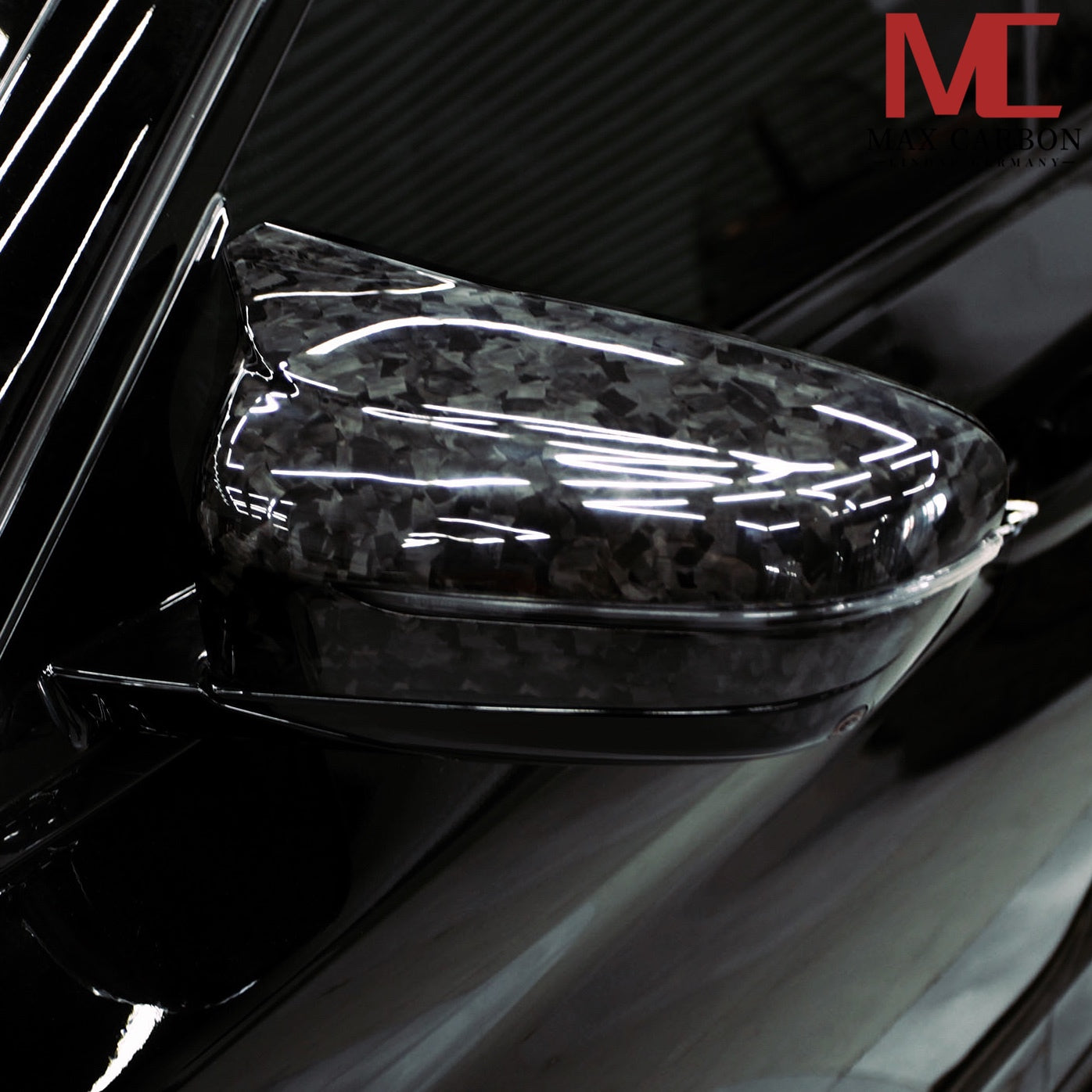 Dry-Carbon Forged Spiegelkappen passend für BMW M5 F90 / M8 F91-F93 / M850i LCI / M550i G30 G31 + LCI – Forged Carbon Mirror Caps