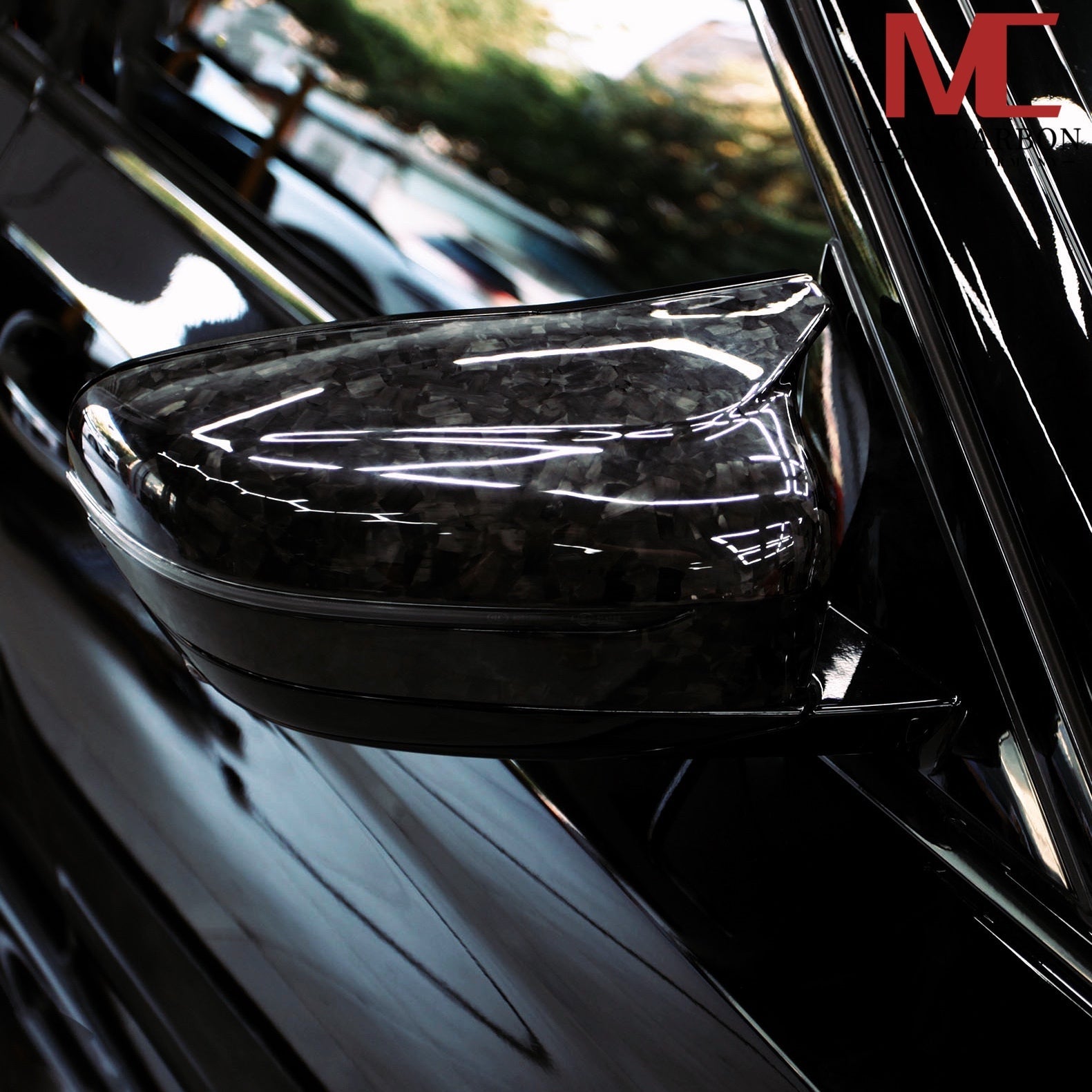 Dry-Carbon Forged Spiegelkappen passend für BMW M5 F90 / M8 F91-F93 / M850i LCI / M550i G30 G31 + LCI – Forged Carbon Mirror Caps
