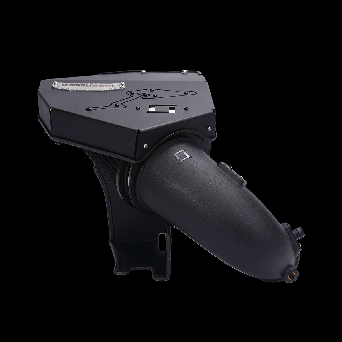 Aulitzky Blackboost Cold Air Intake für BMW M240i/M340i B58, Ansaugsystem mit schwarzem Luftfilter und Ansaugrohr.
