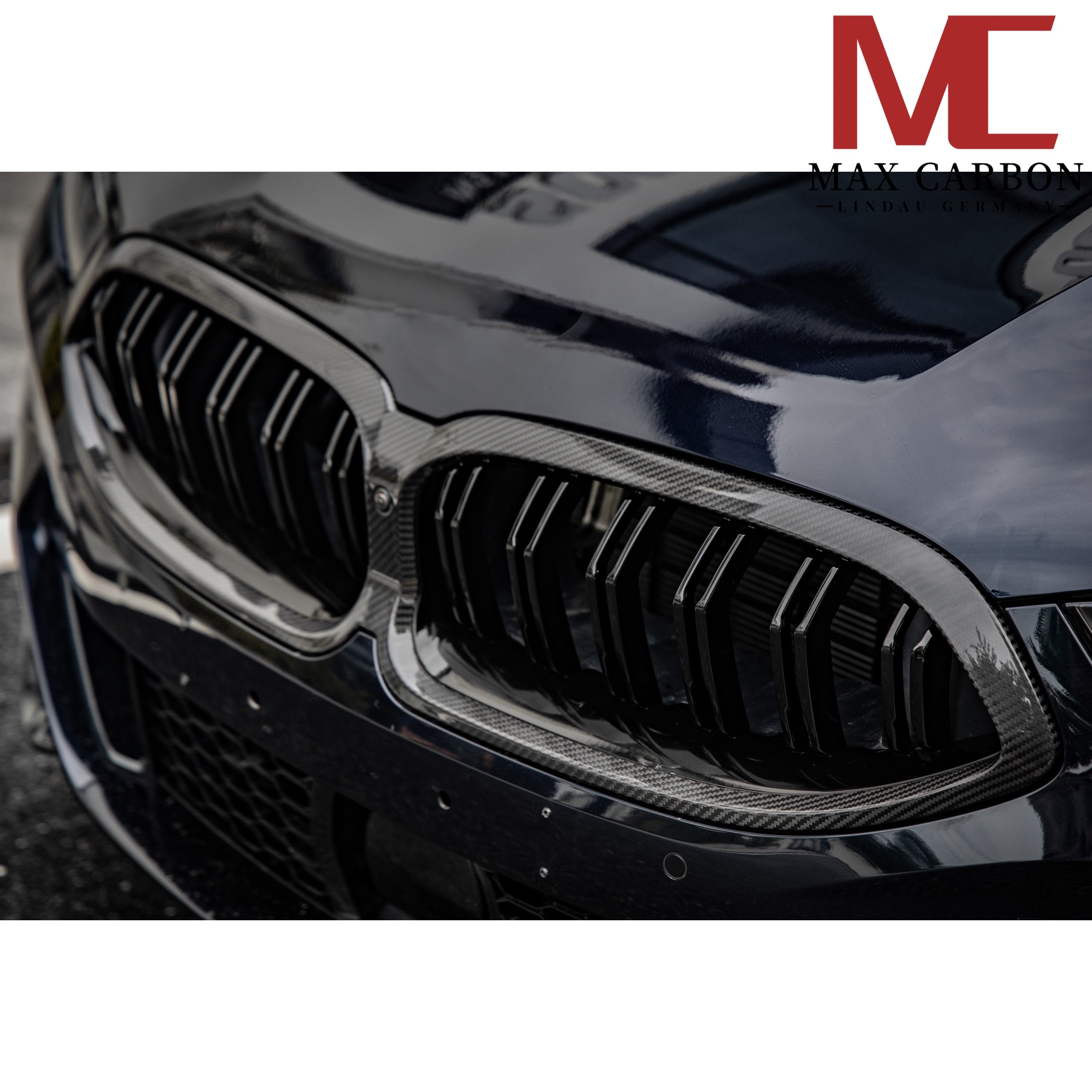 Max Carbon Dry Carbon Kühlergrill Nieren für BMW 8er (G14 G15 G16) LCI, detailreiche schwarze Carbon-Optik, passgenaues Design