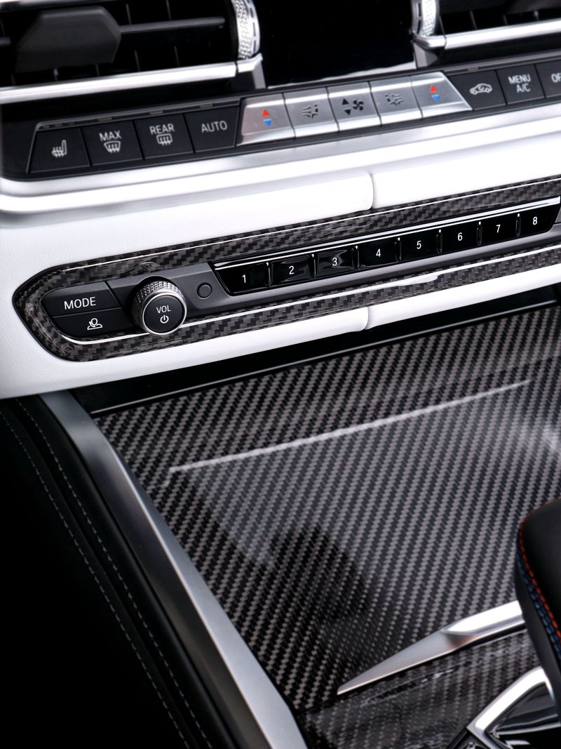 Dry Carbon Klimaanlage Cover Blenden für BMW M3 G80 G81 / M4 G82 G83 mit echtem Leder Ausstattung