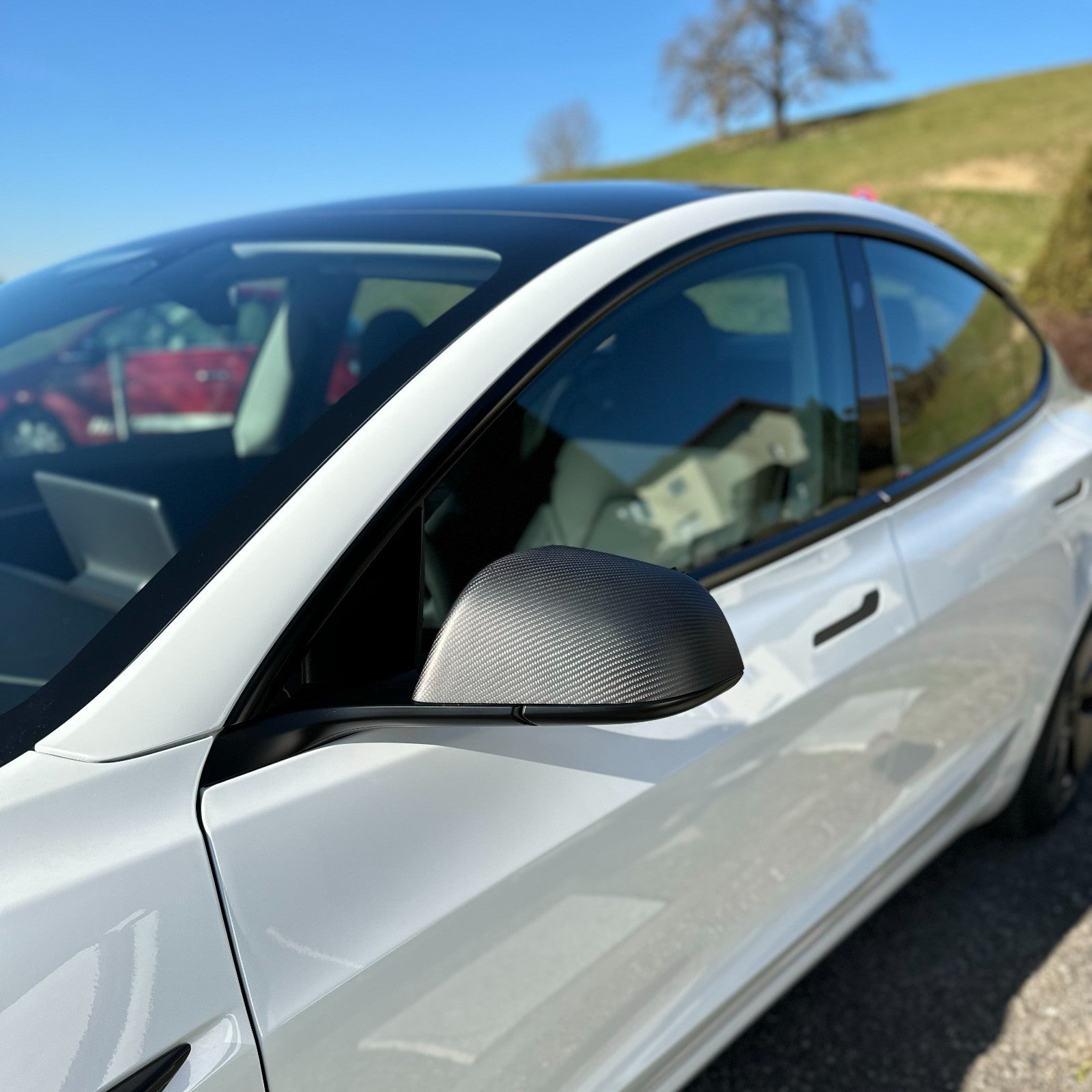 DRY CARBON Performance Aufsatz Spiegelkappen Mirror Cover für Tesla Model 3