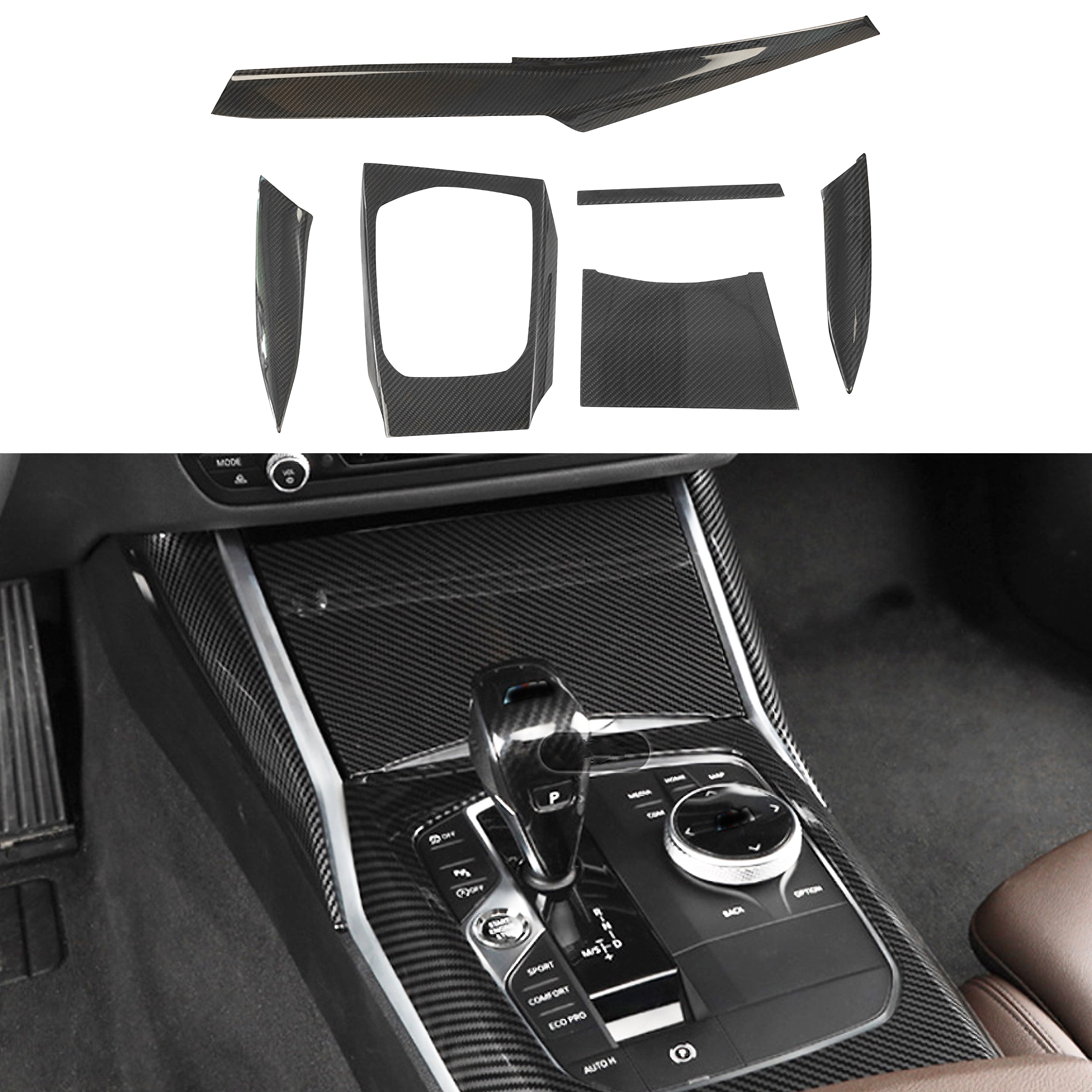 Dry Carbon Mittelkonsolen-Blenden Set für BMW M2 G87 / M3 G80 G81 / M4 G82 G83 / 2er 3er 4er