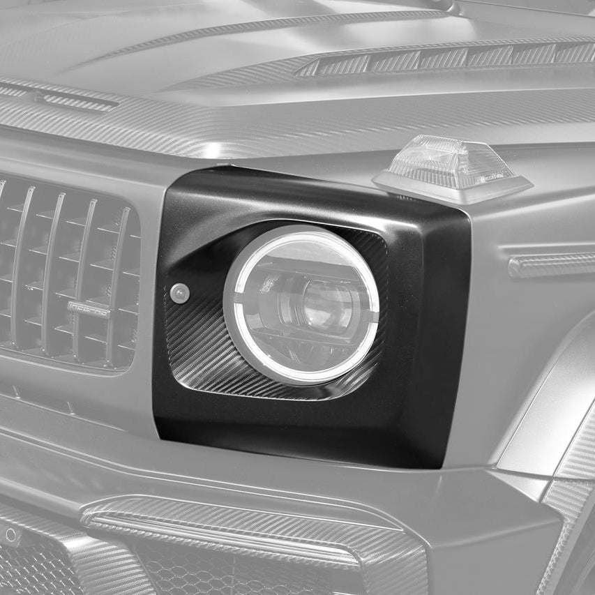 Dry-Carbon Scheinwerfer Cover „Shark Design“ passend für Mercedes-Benz G-Klasse W465 – Aggressiver Blick