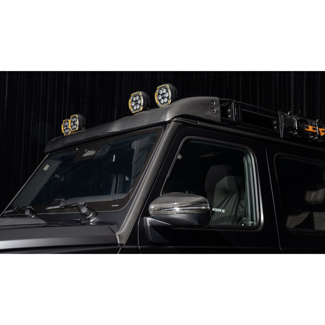 Dry-Carbon Fensterrahmen & A-Säulen Cover passend für Mercedes-Benz G-Klasse W465 – Konturen in Sichtcarbon