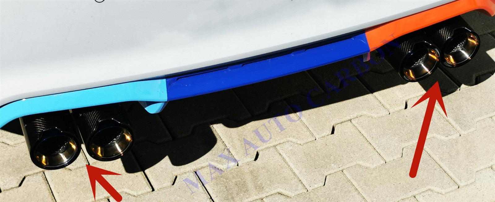 Dry-Carbon Endrohrblenden Blau passend für BMW M2 F87 / M3 F80 / M4 F82 F83 – Heck-Styling