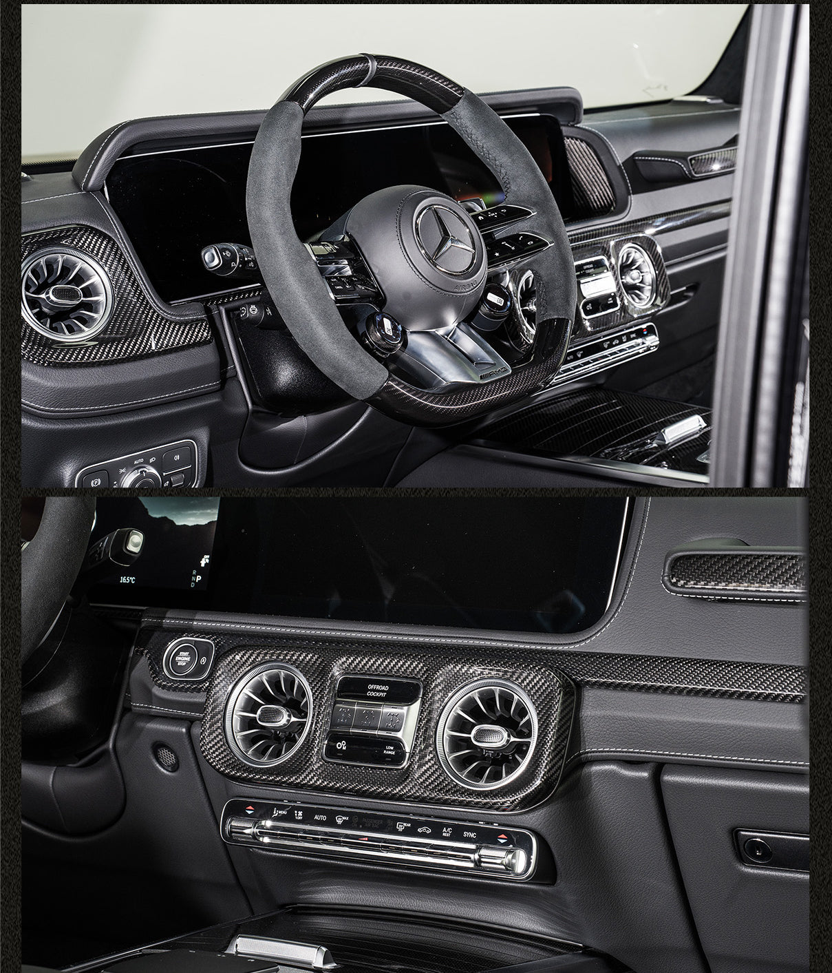 Dry-Carbon Interieur SET passend für Mercedes-Benz G-Klasse W465 – Cockpit in Sichtcarbon
