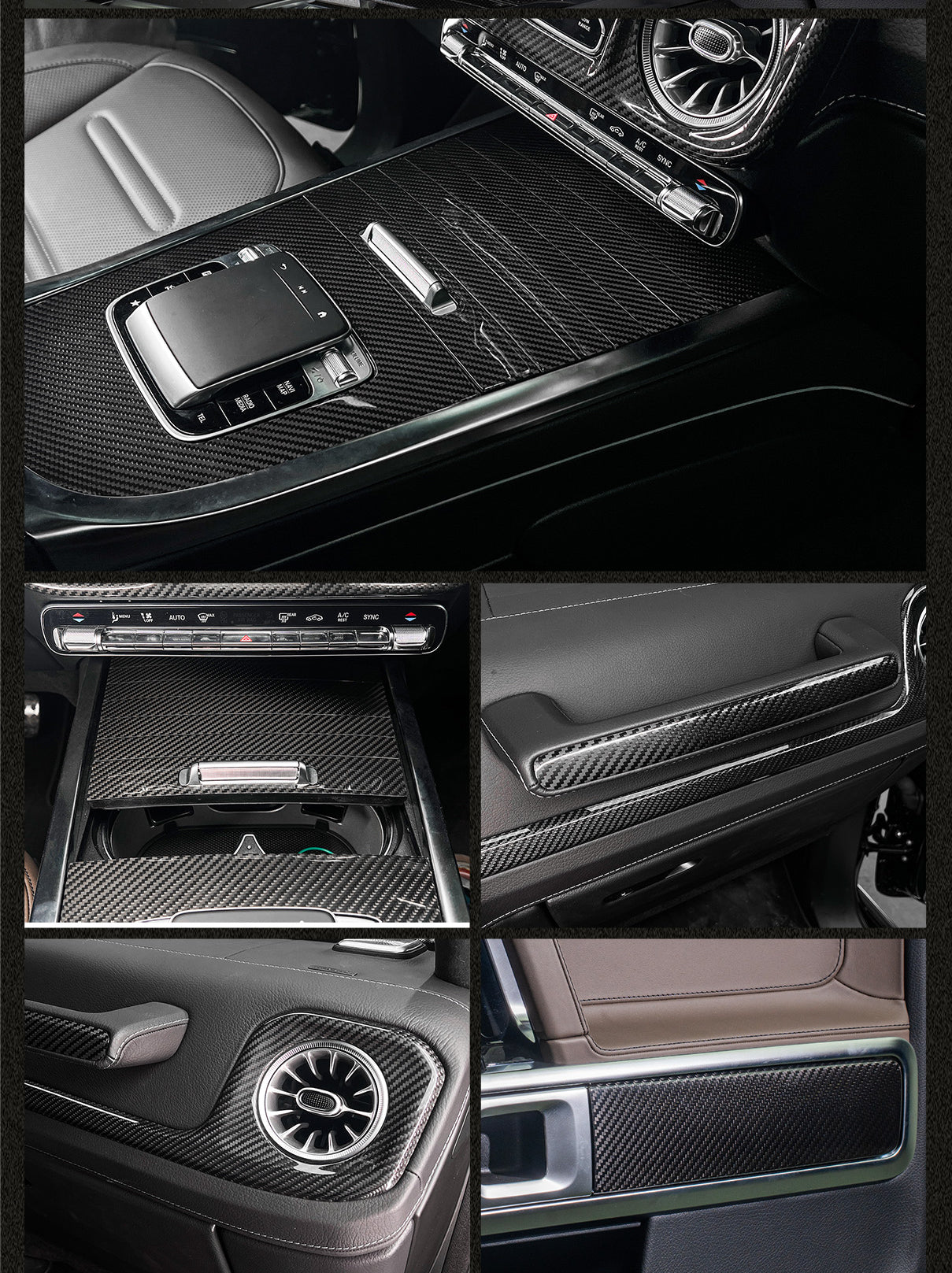 Dry-Carbon Interieur SET passend für Mercedes-Benz G-Klasse W465 – Cockpit in Sichtcarbon