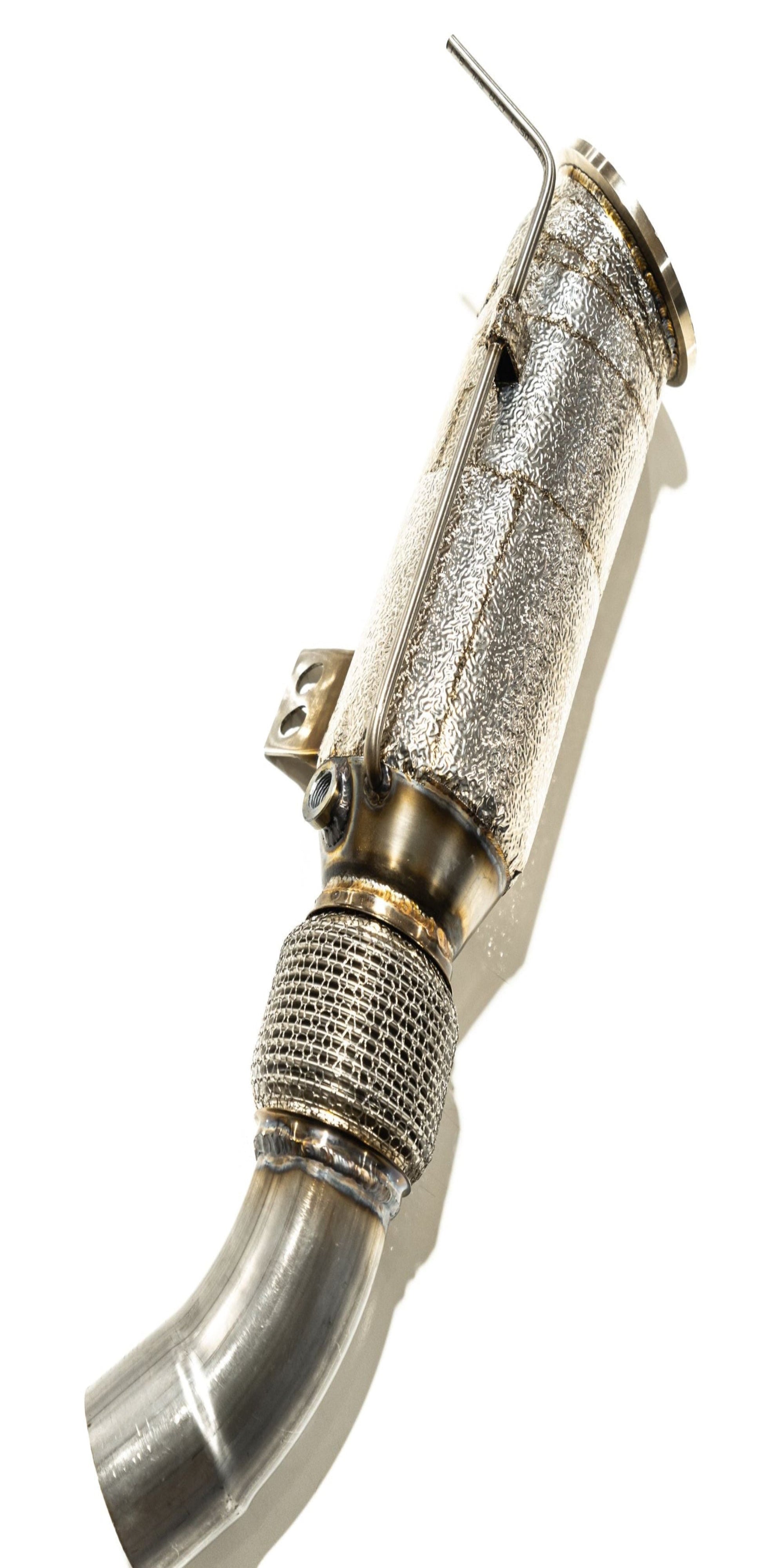 Aulitzky Abgaskrümmer ECE Downpipe für BMW 340i 440i B58 OPF mit Sportkat, aus hochwertigem Edelstahl, sichtbar im Bild