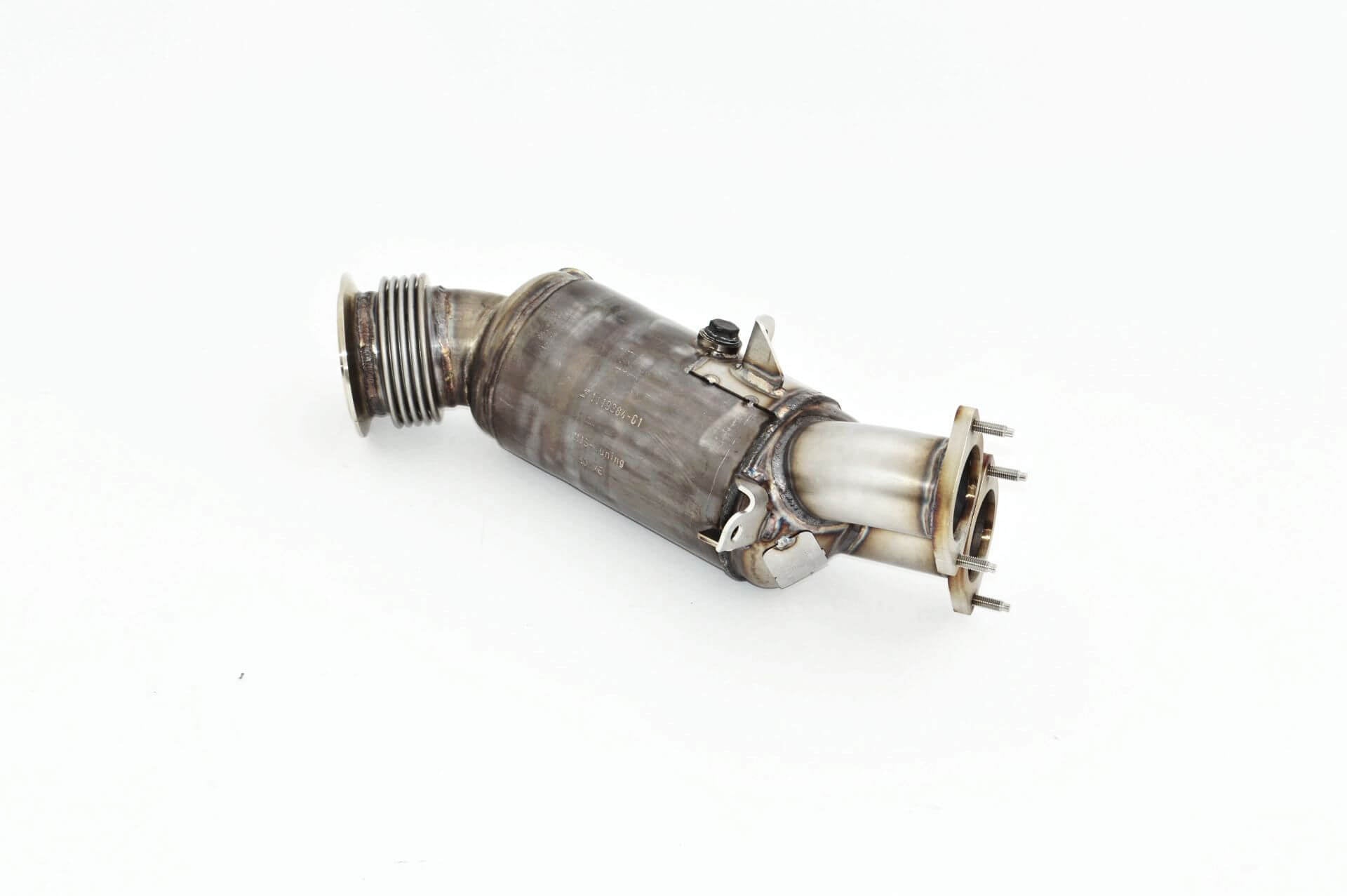 Aulitzky ECE Downpipe für BMW 135i/335i E-Serie N55, aus Edelstahl, mit Verbindungsstück und montierten Befestigungen