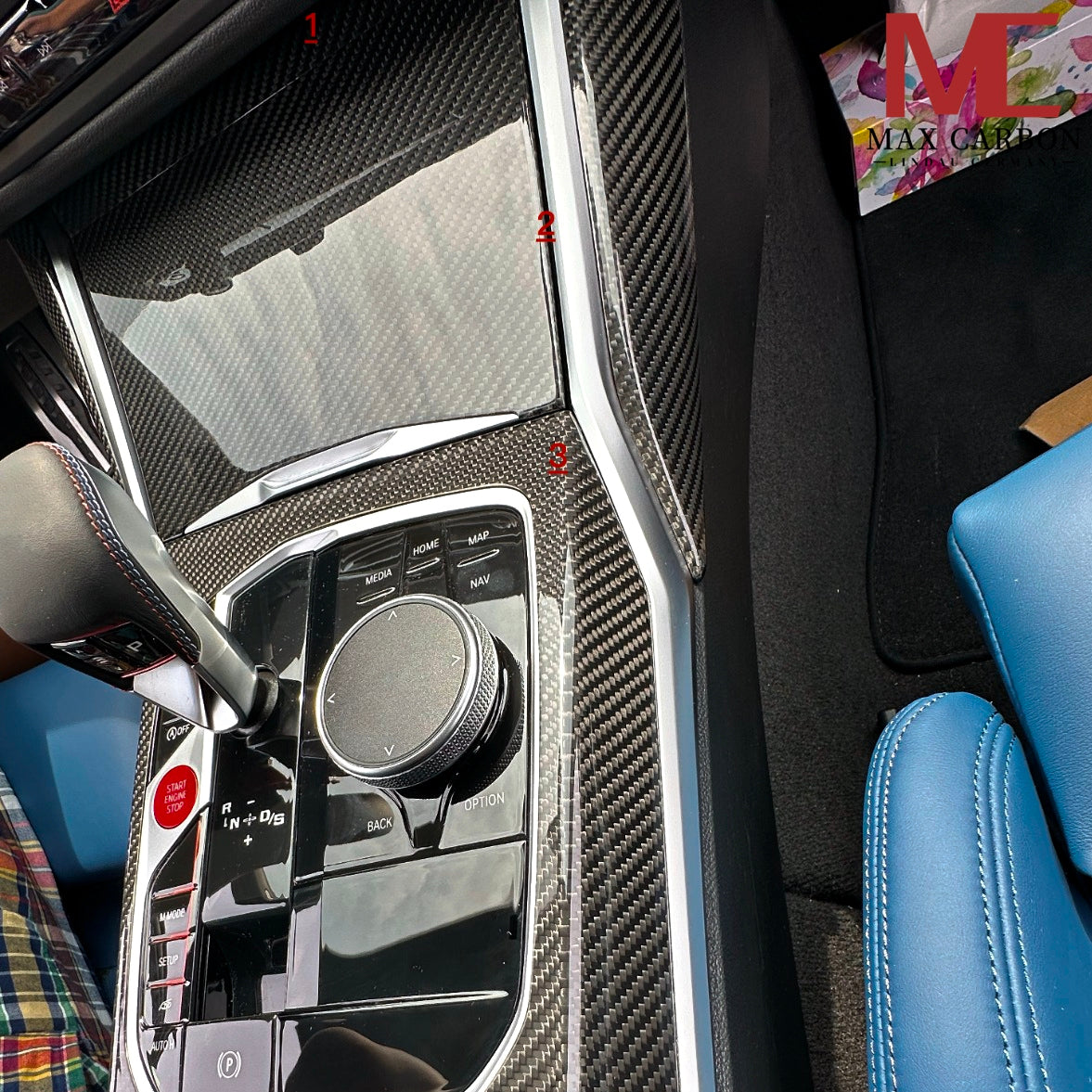 Dry Carbon Mittelkonsolen Blenden Set für BMW G20 G21 G22 G23 G26 G42 G80 G81 G82 G83 G87