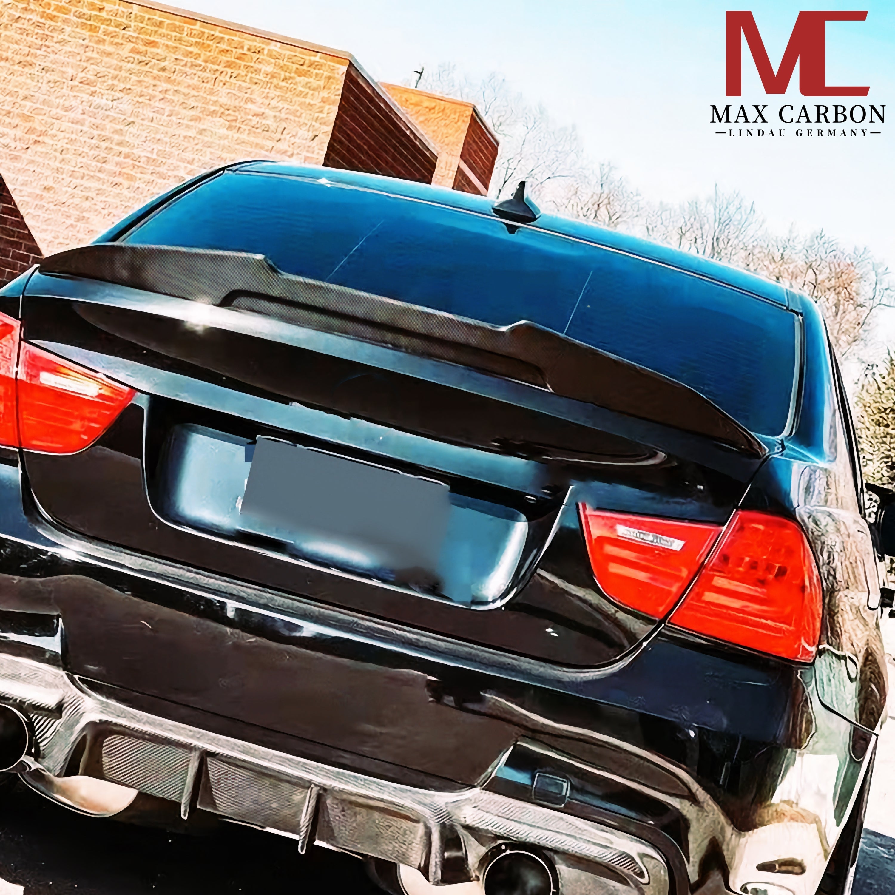 Dry-Carbon Heckspoiler Ducktail (PS Style) passend für BMW 3er/M3 E90 – Abrisskante in echtem Carbon