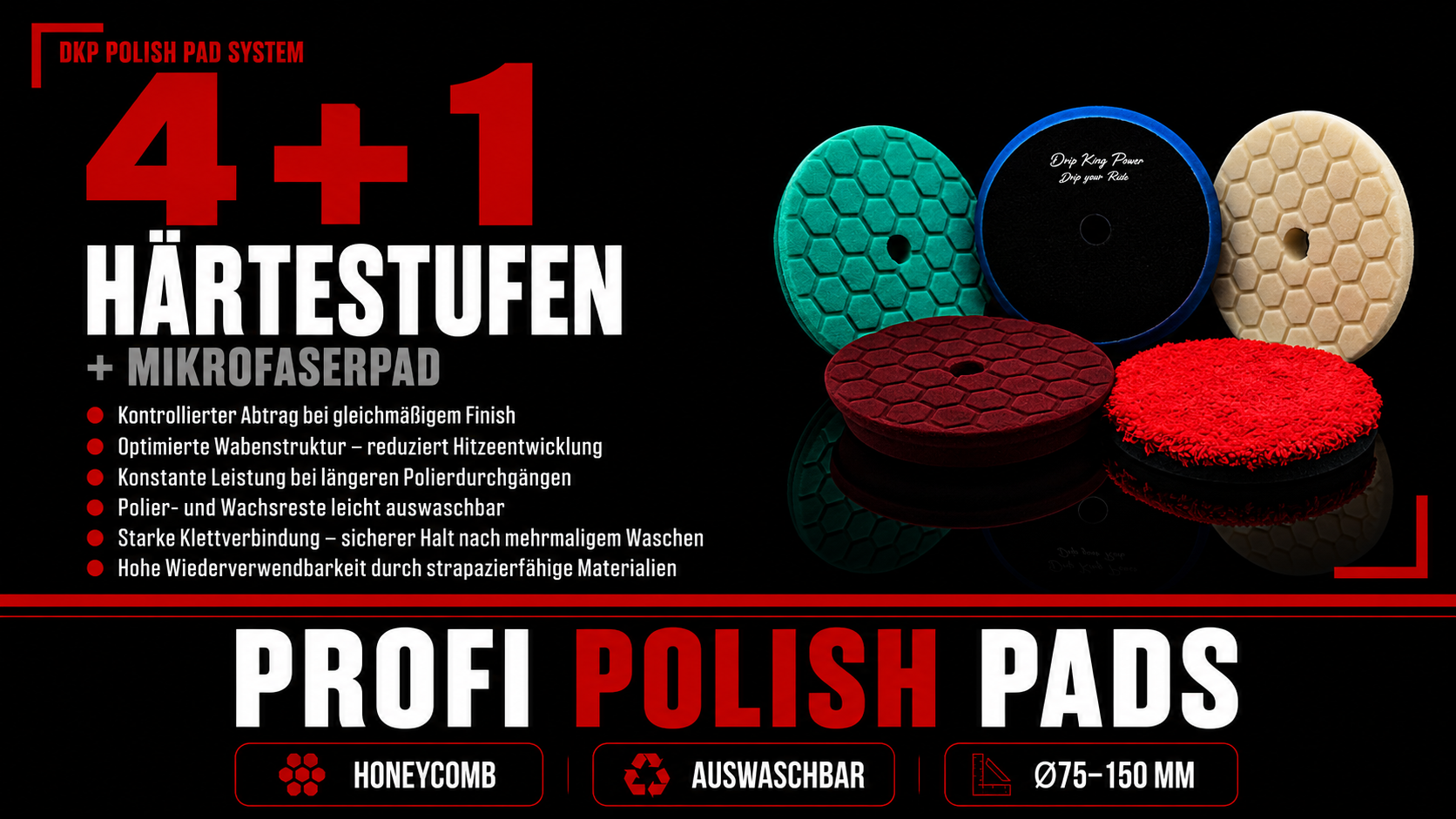 Drip King Polierpad Set – 5-teilig für Politur & Versiegelung