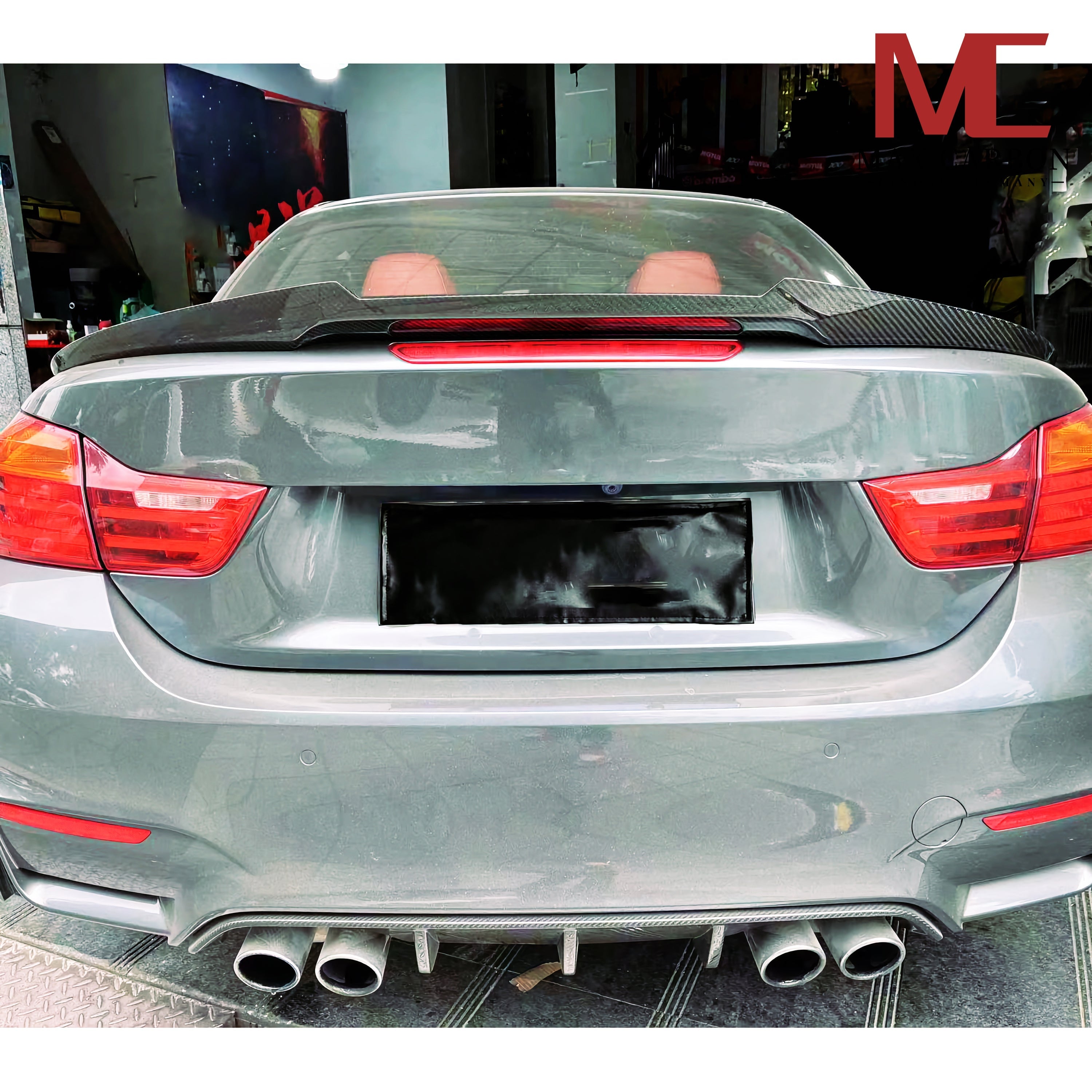 Dry-Carbon Ducktail-Heckspoiler passend für BMW M4 F83 und 4er F33 – Abrisskante in Sichtcarbon