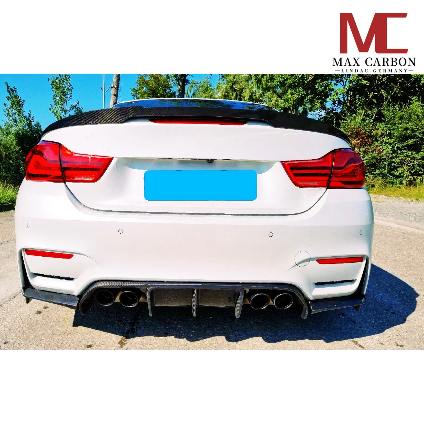 Dry-Carbon Ducktail-Heckspoiler passend für BMW M4 F83 und 4er F33 – Abrisskante in Sichtcarbon