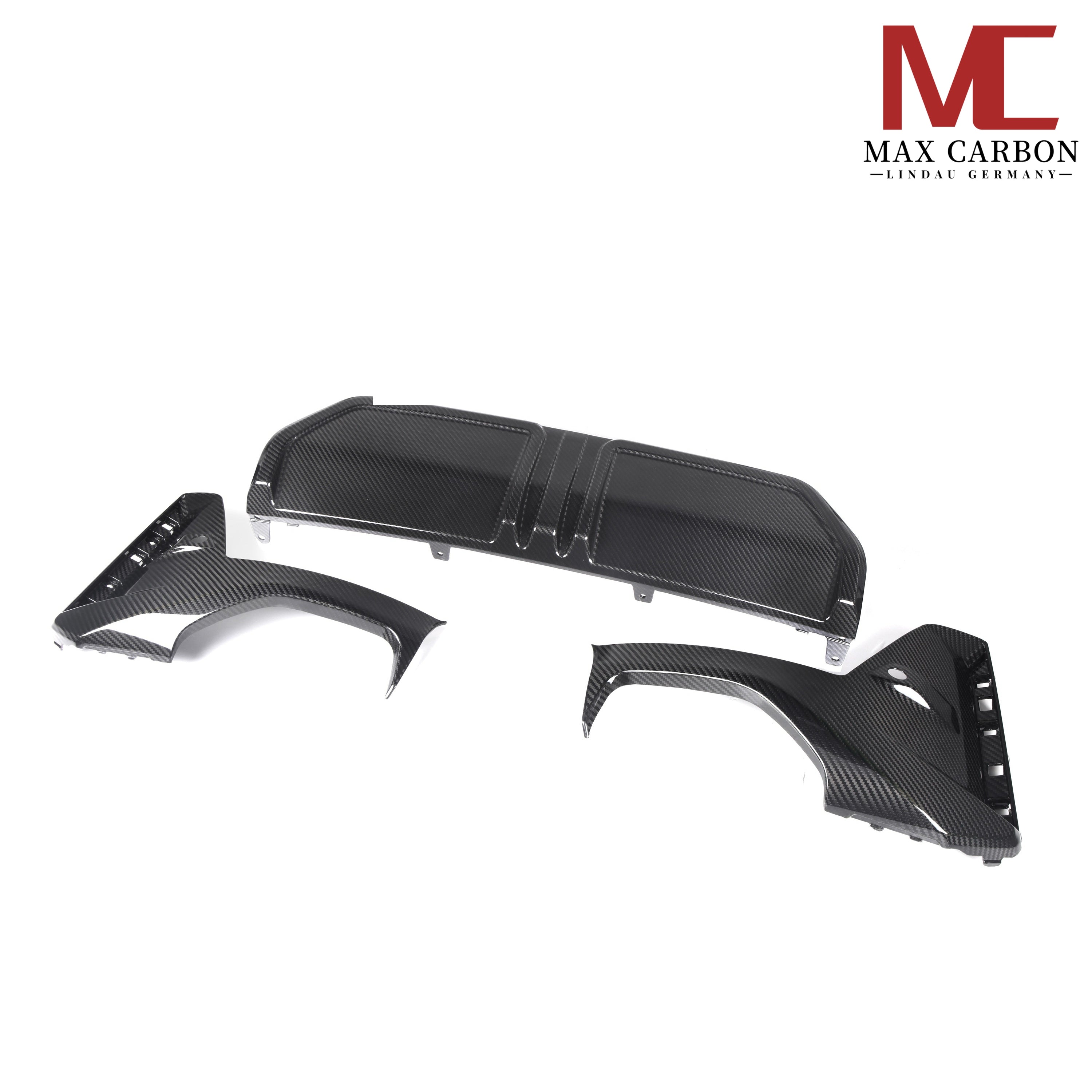 Dry-Carbon Heckdiffusor passend für BMW 3er G20 G21 LCI 330i EU-Version – Heckabschluss in Sichtcarbon