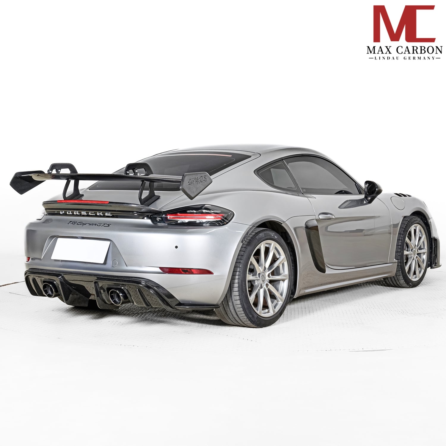 Dry-Carbon Heckdiffusor RS-Style mit Winglet-Flaps passend für Porsche Cayman & Boxster 718/982 – Heck-System