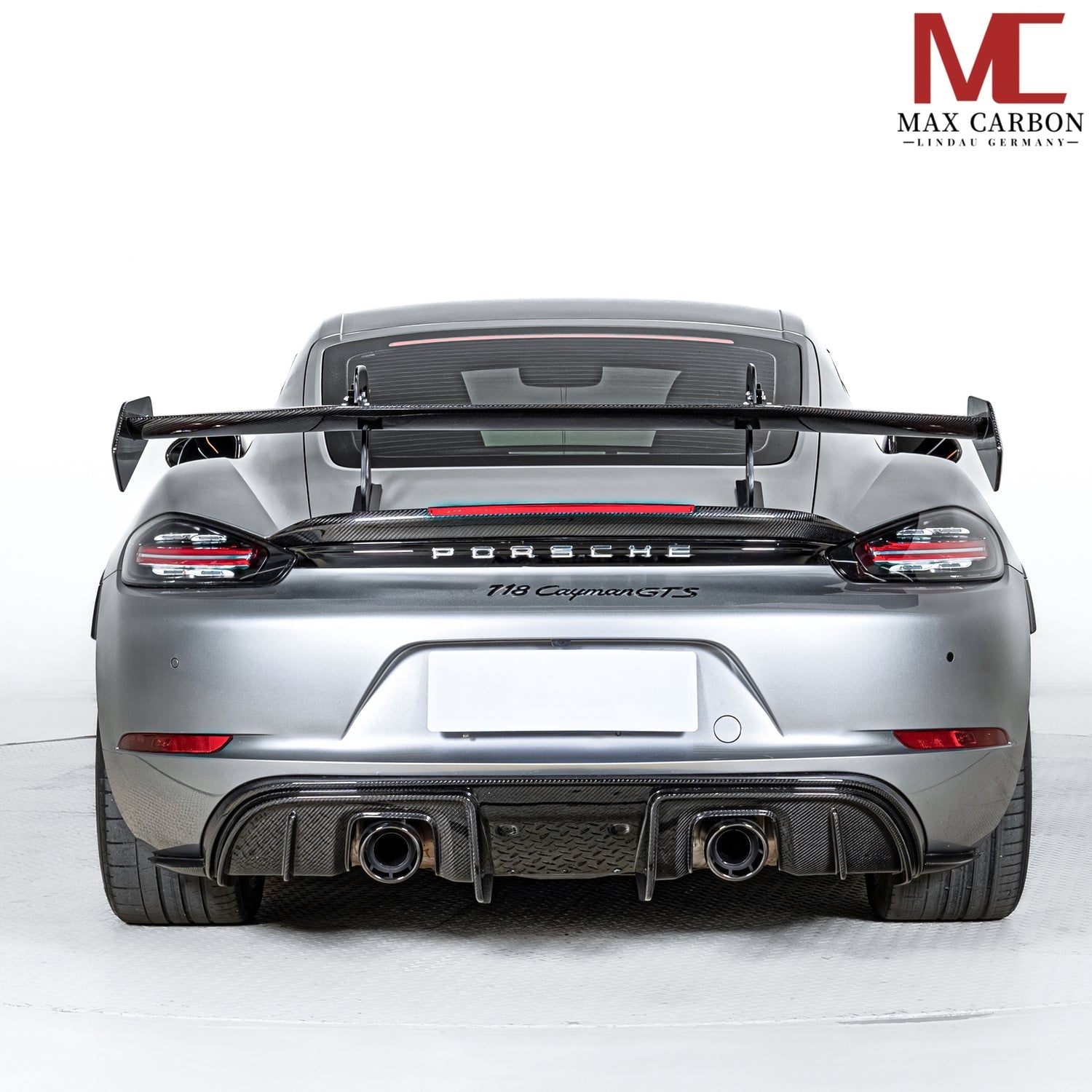Dry-Carbon Heckdiffusor RS-Style mit Winglet-Flaps passend für Porsche Cayman & Boxster 718/982 – Heck-System