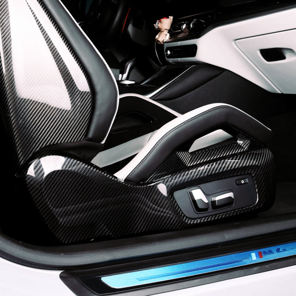Dry-Carbon Sitzblenden passend für BMW M2 G87 / M3 G80 G81 / M4 G82 G83 – Innenraum-Premium