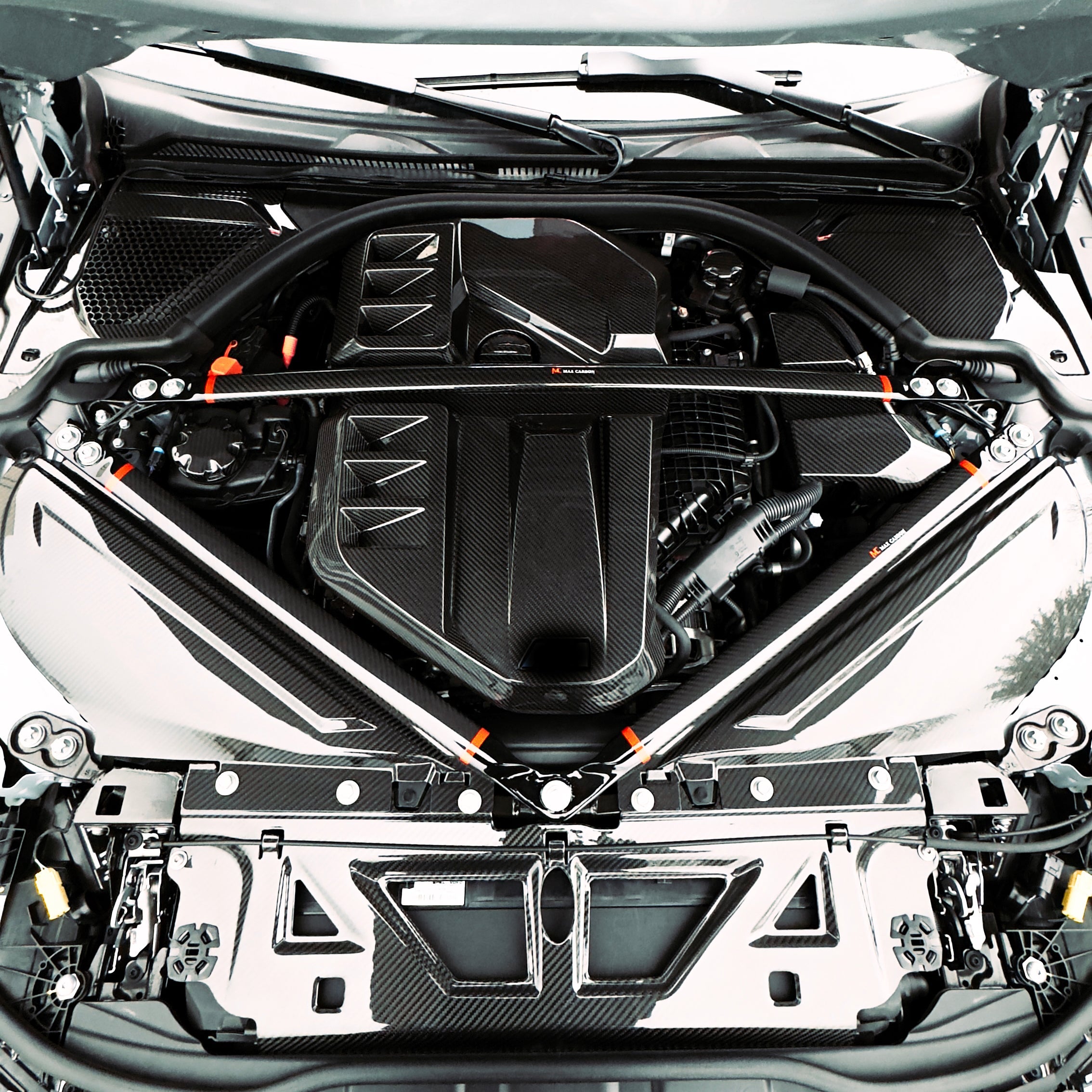 Dry-Carbon Deckel Set (Öl / Wasser / Klima) passend für BMW M2 G87 / M3 G80 / G81 / M4 G82 / G83 / X3M F97 / X4M F98 – Engine Details