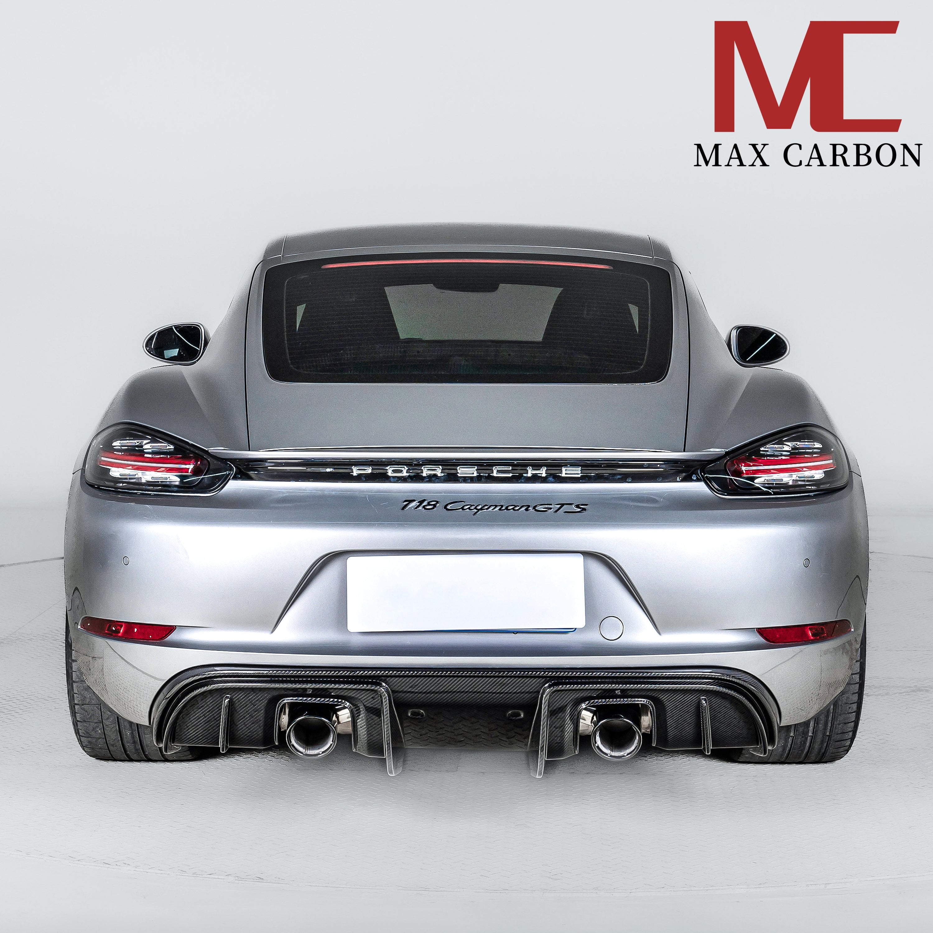 Dry-Carbon Heckdiffusor RS-Style mit Winglet-Flaps passend für Porsche Cayman & Boxster 718/982 – Heck-System