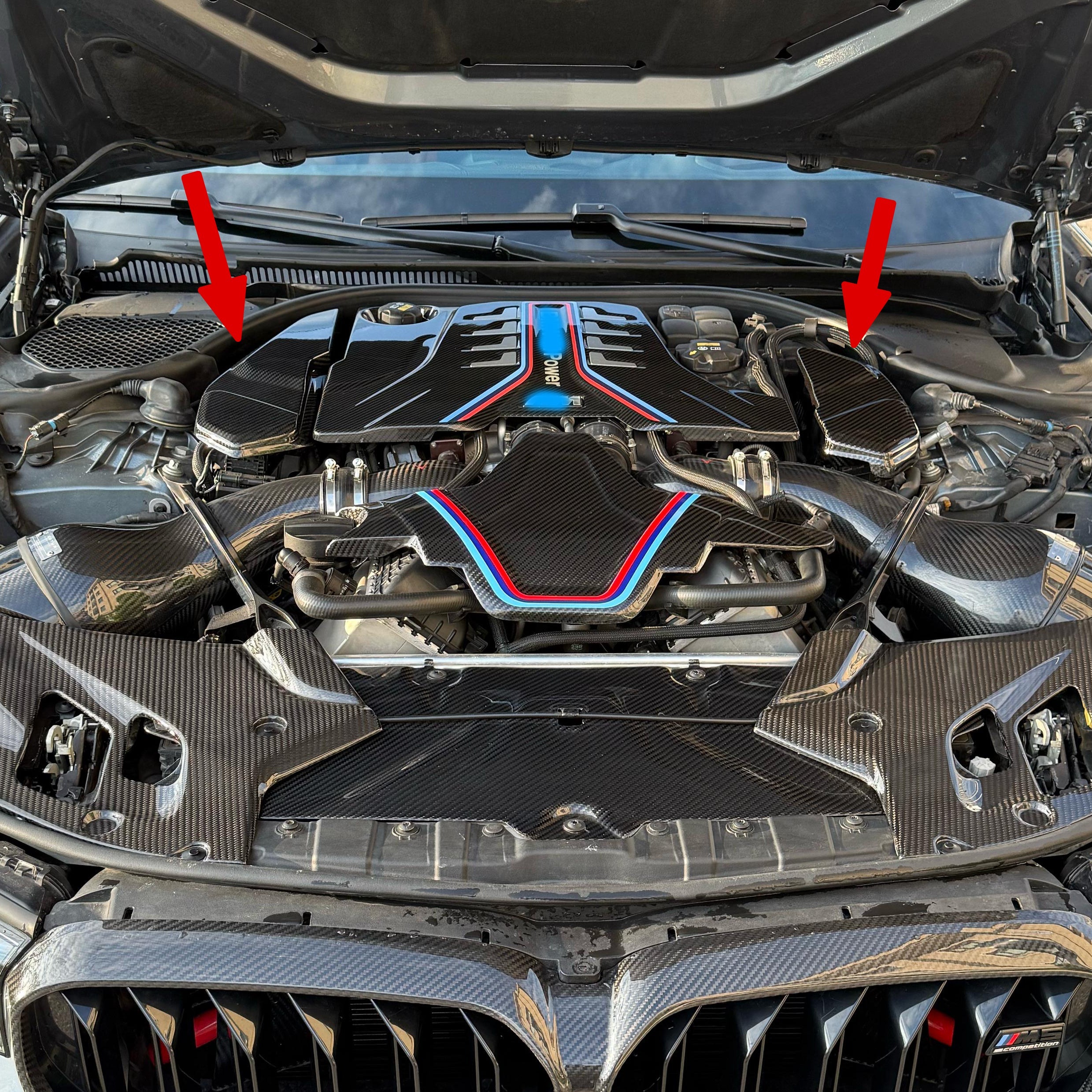 Dry Carbon Abdeckung Batterie und ECU Ersatz für BMW M5 F90 M8 F91 F92 F93 inkl. LCI