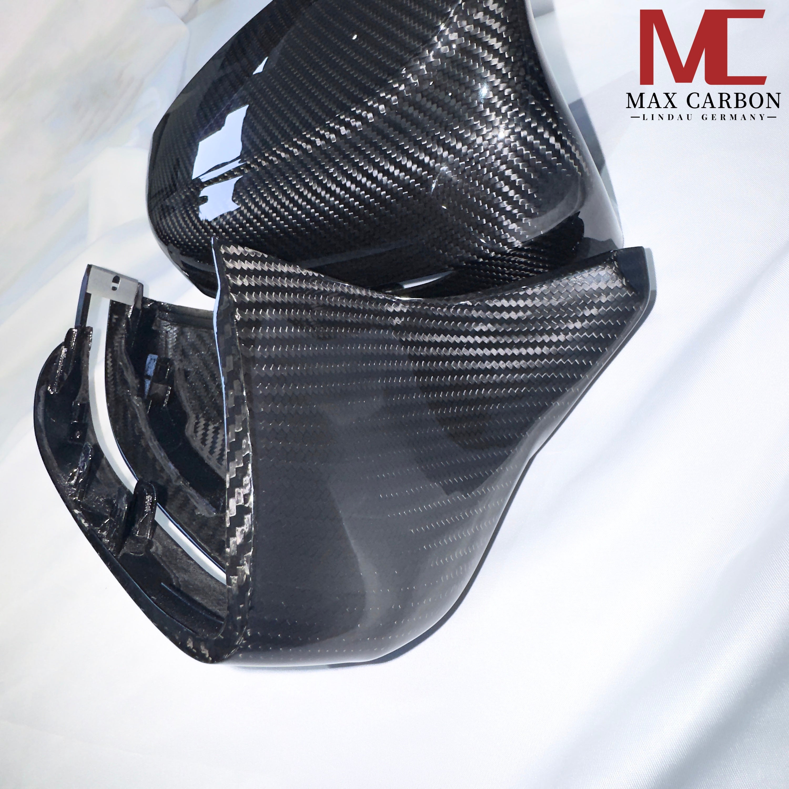Dry-Carbon Spiegelkappen passend für BMW M5 F90 / M8 F91-F93 / M850i LCI / M550i G30 G31 + LCI – Carbon Mirror Caps