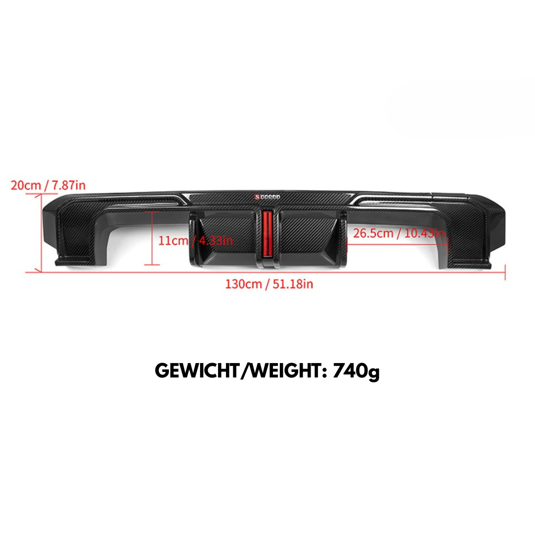 Dry Carbon Heckdiffusor mit Bremslicht passend für BMW M3 G80 G81 & M4 G82 G83 - Getsdowned